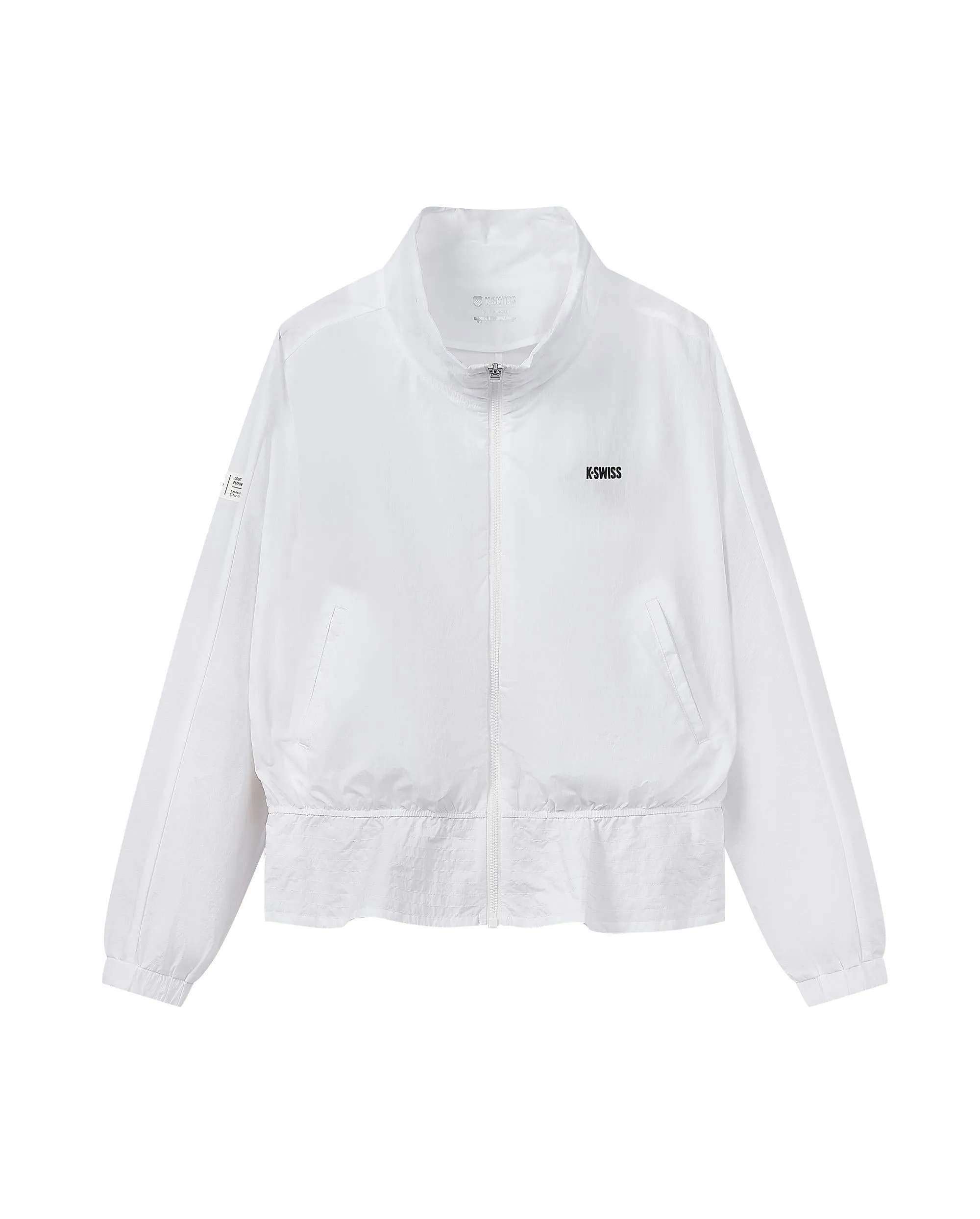 1910051-101 | WOMEN'S K-SWISS LOGO FLORAL HEM HOODED JACKET | WHITE/WHITE