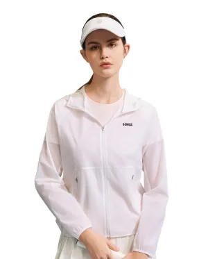 1910052-101 | WOMEN'S K-SWISS LOGO STAND COLLAR HOODED JACKET | WHITE/WHITE