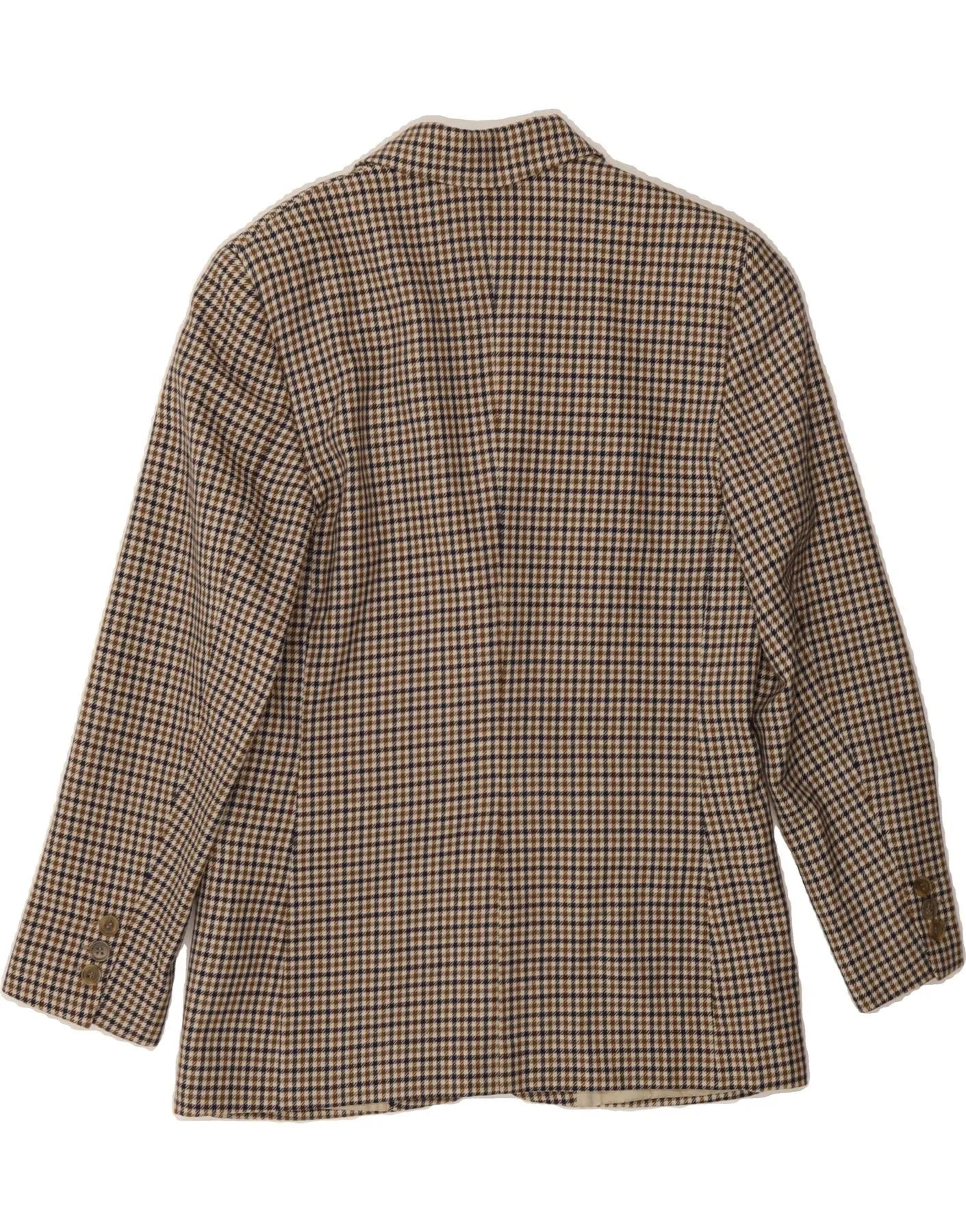 AQUASCUTUM Womens 2 Button Blazer Jacket UK 14 Medium Beige Houndstooth