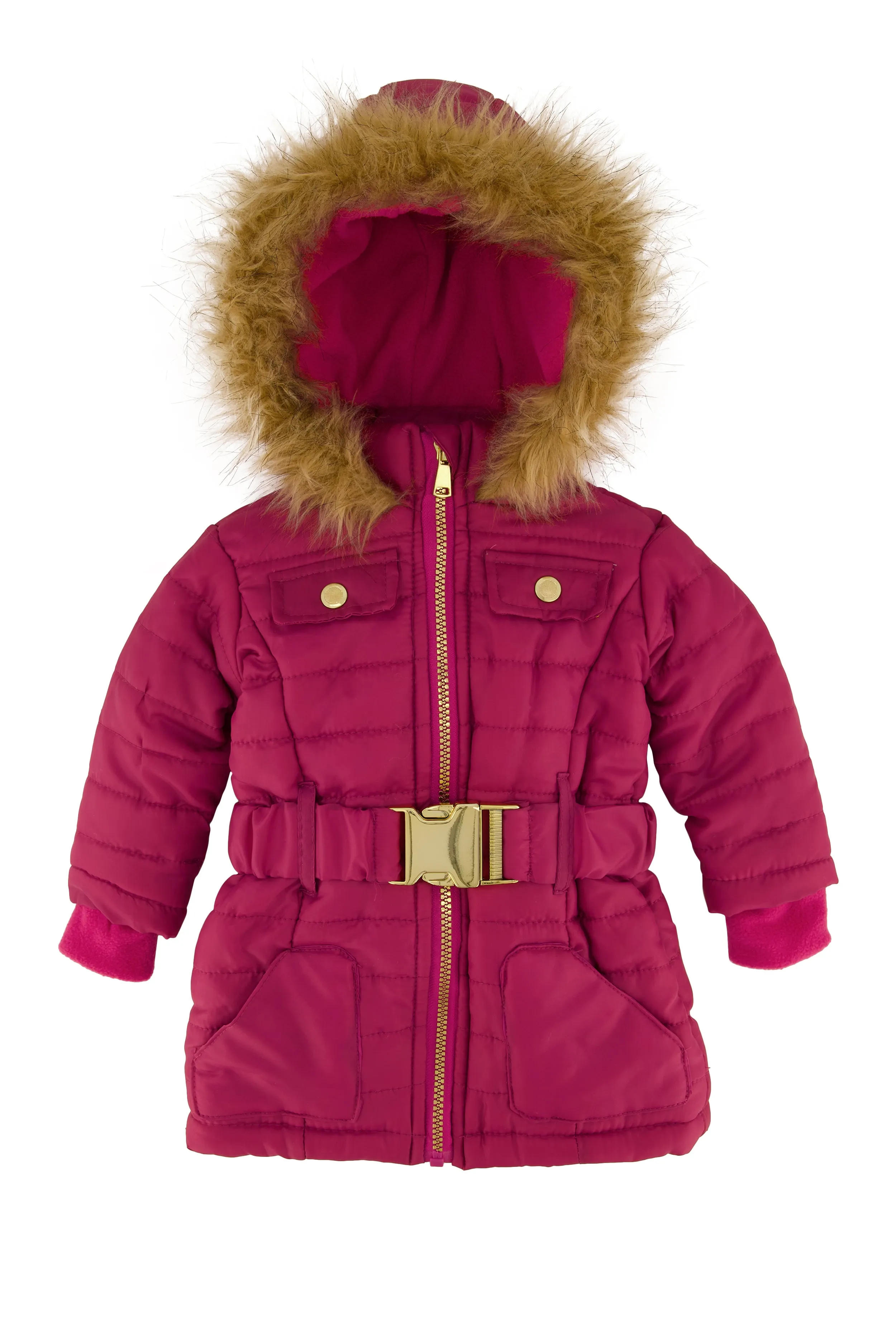 Baby Girls 12-24M Faux Fur Trim Puffer Jacket