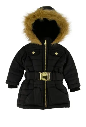 Baby Girls 12-24M Faux Fur Trim Puffer Jacket