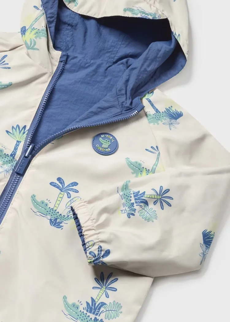 Blue Tropical Print Windbreaker