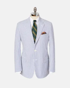 BLUE WHITE COTTON SEERSUCKER SPORT COAT -  MTO