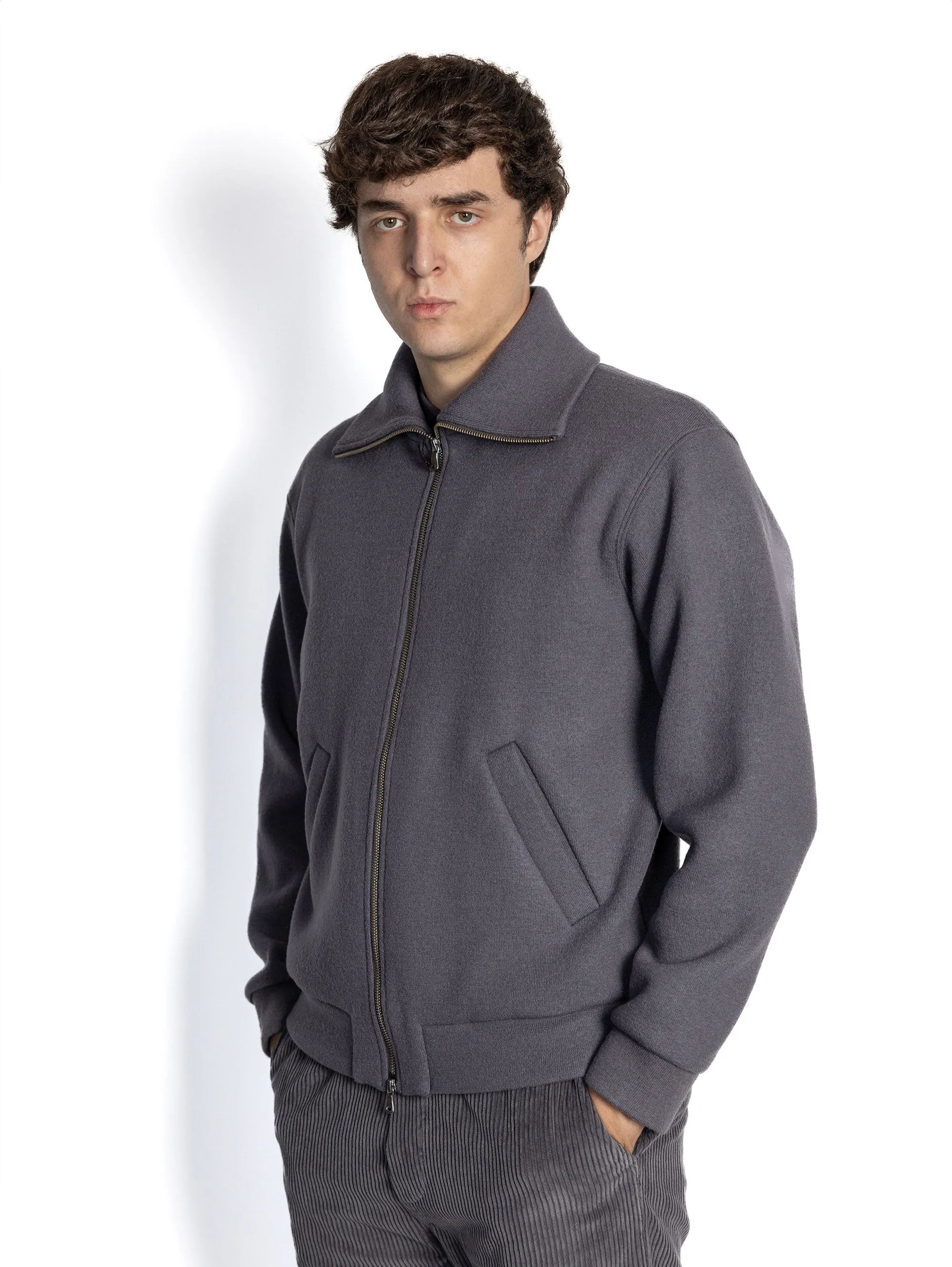 Bomber in Mauve Wool Sweater