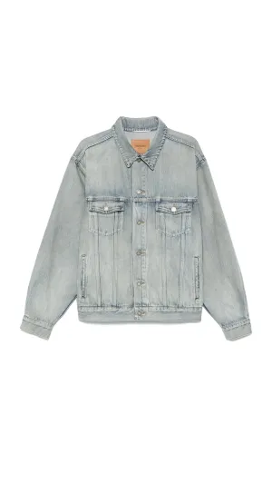 Button-Up Denim Trucker Jacket - Light Blue