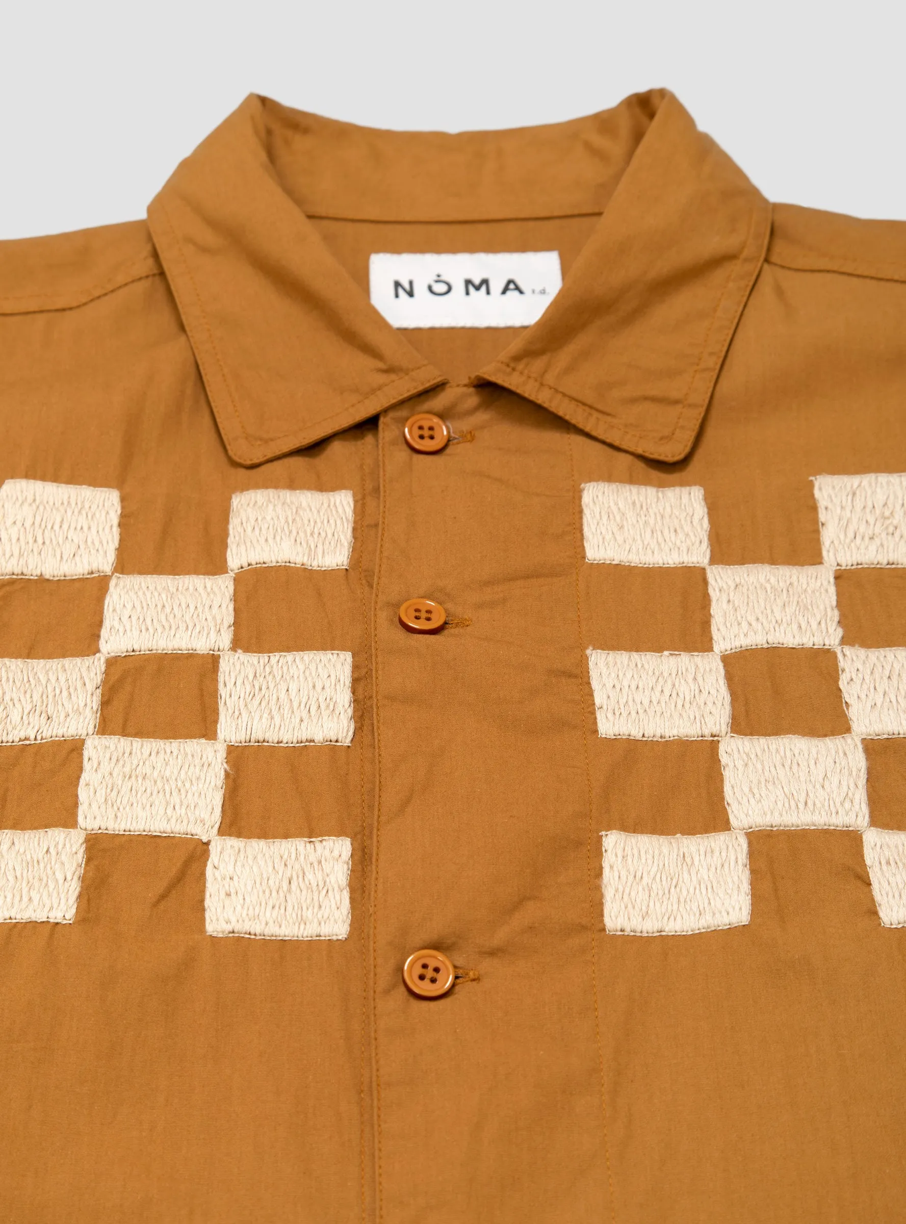 Checker Embroidered Block Jacket Walnut