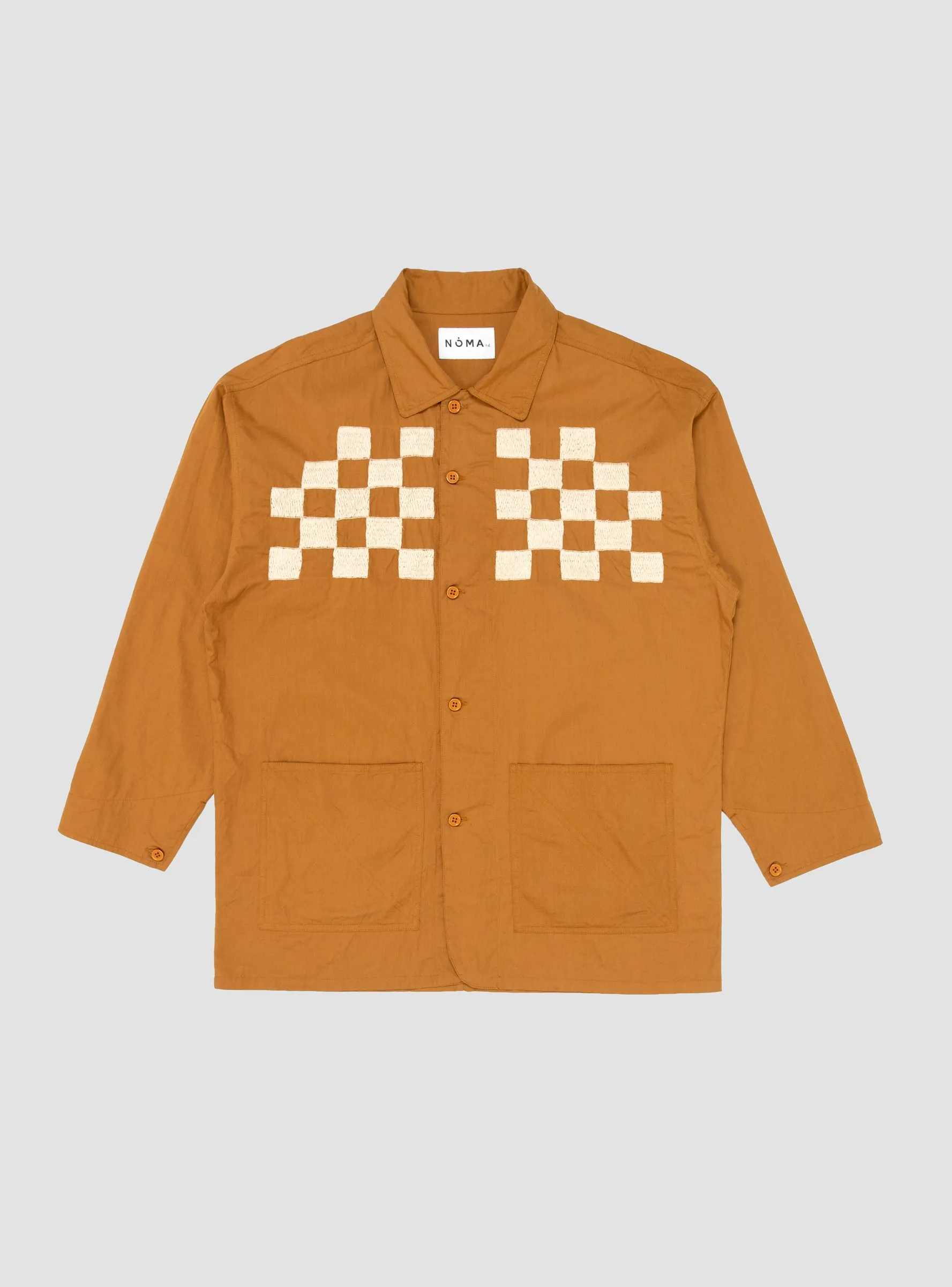 Checker Embroidered Block Jacket Walnut