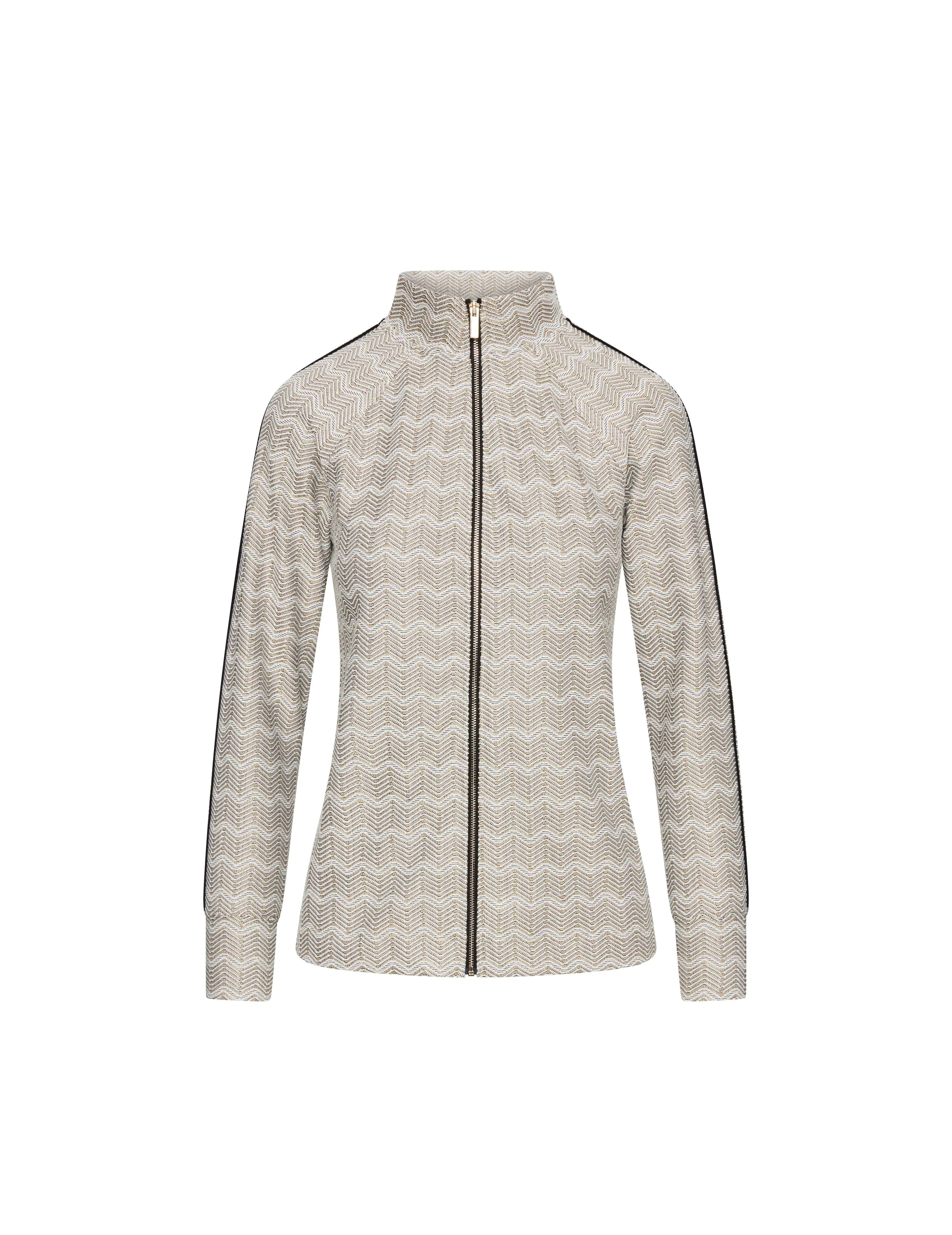 Chevron Knit Zip Front Jacket- Sale