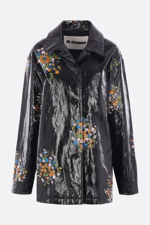 coated linen jacket with floral print