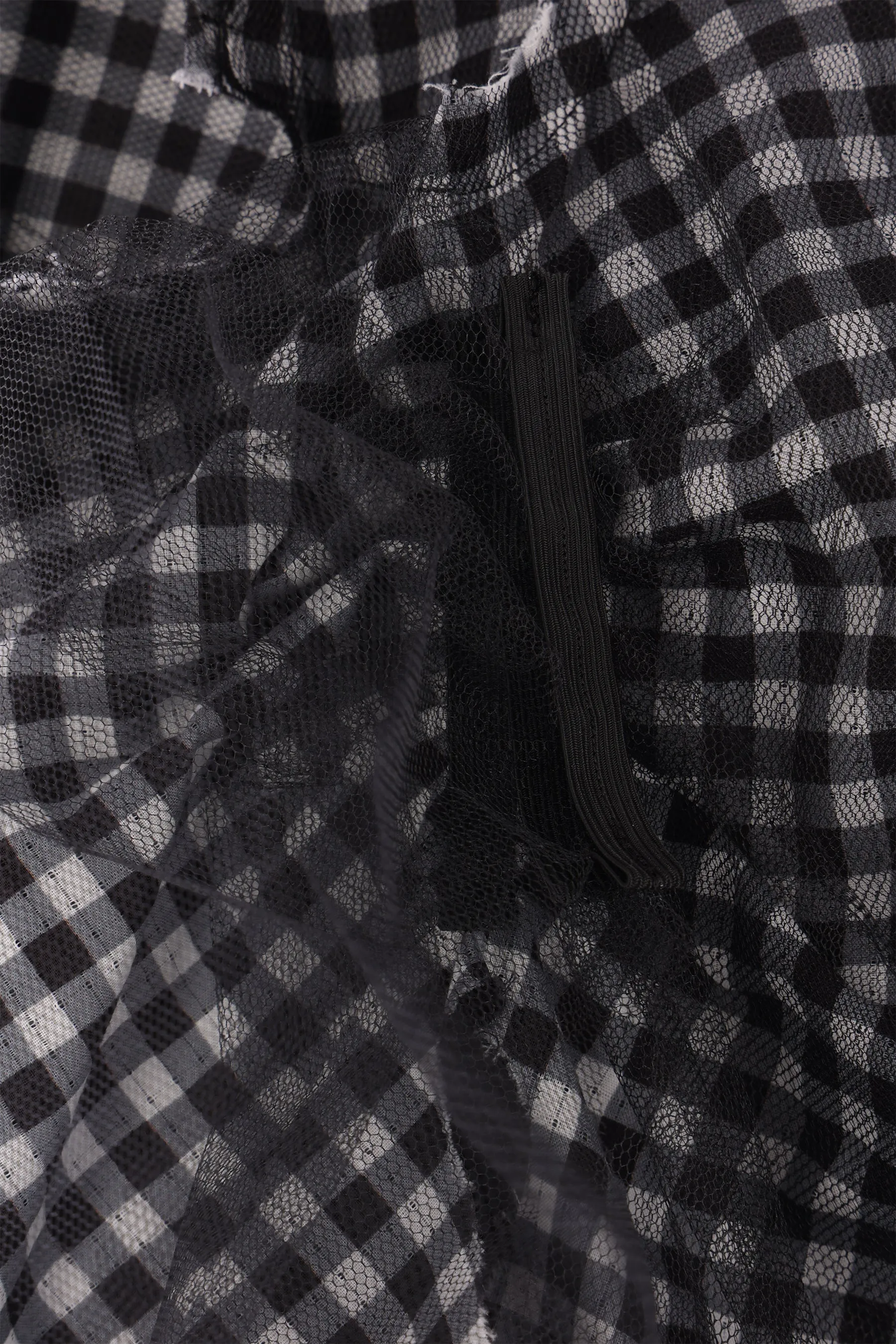 cropped jacket in check cotton and tulle