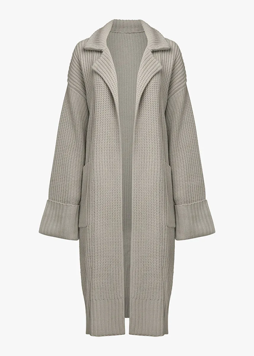 Demi Collar Coatigan - Light Grey