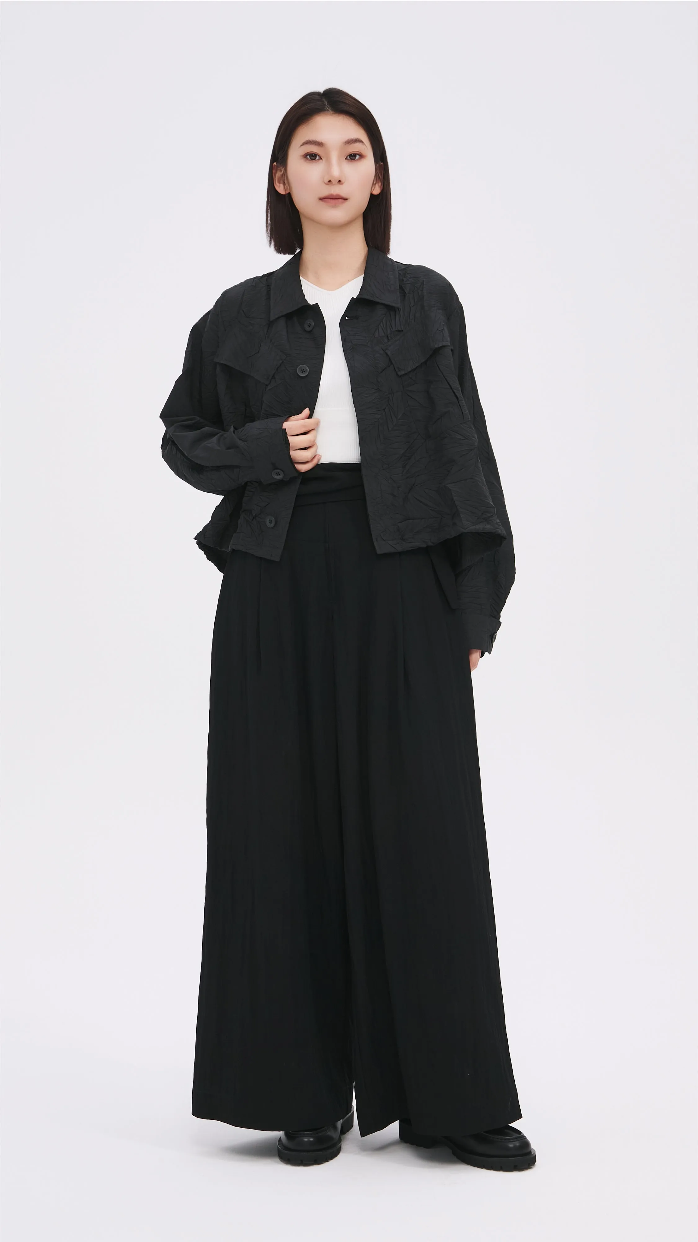 Distort Pleated Military Jacket