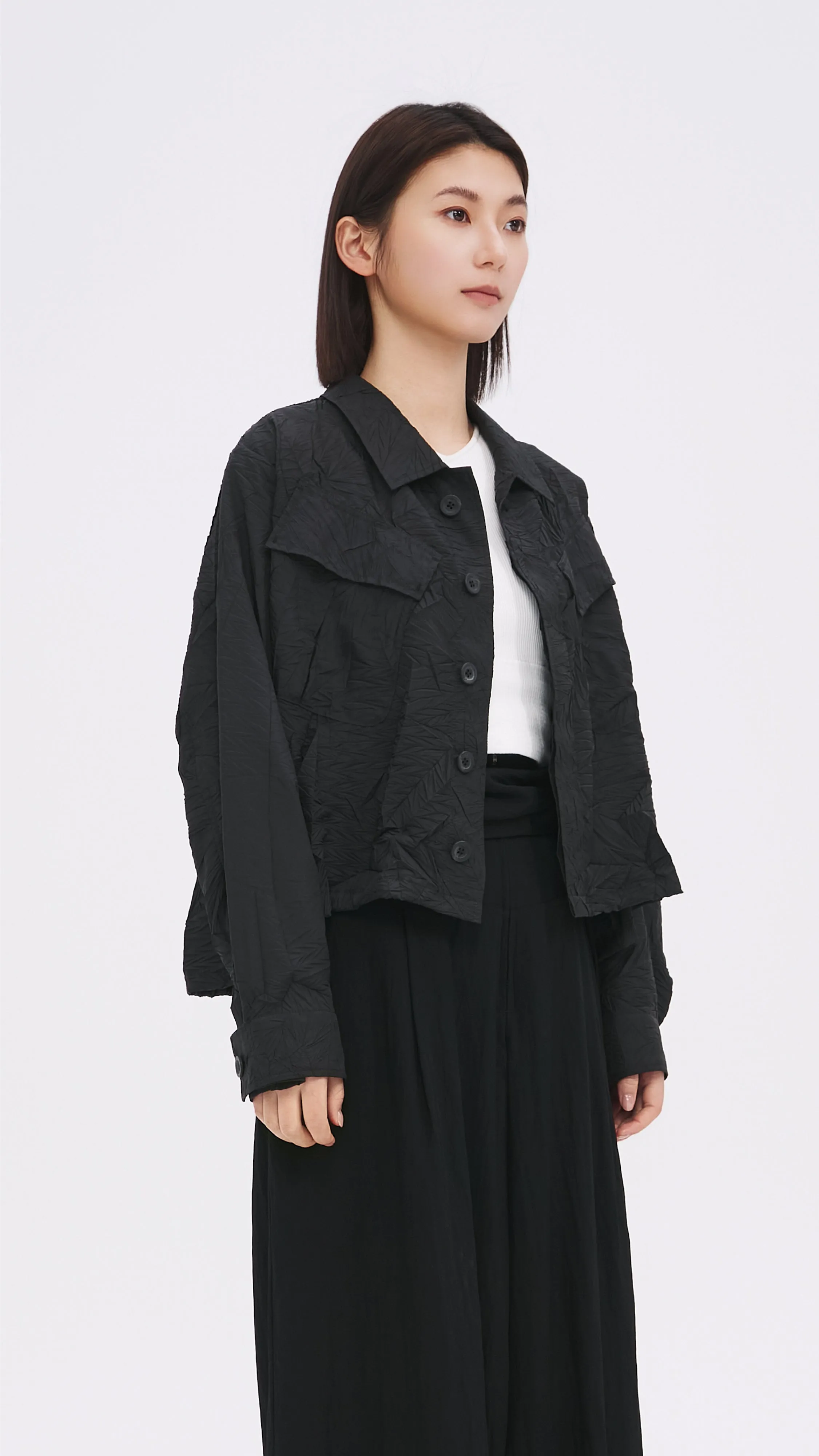 Distort Pleated Military Jacket