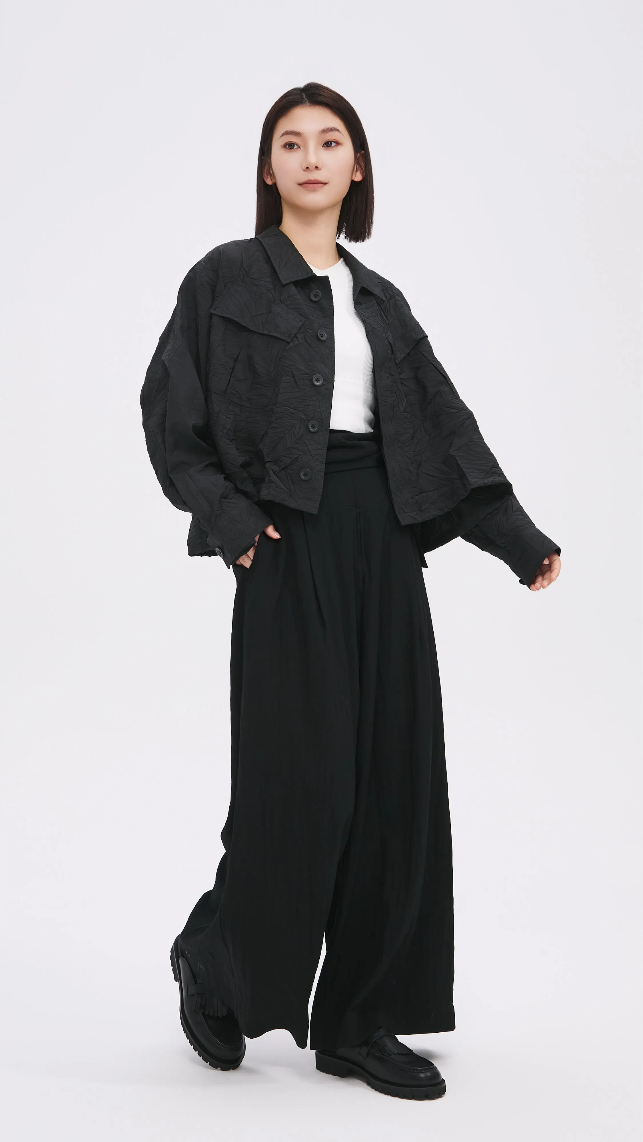 Distort Pleated Military Jacket