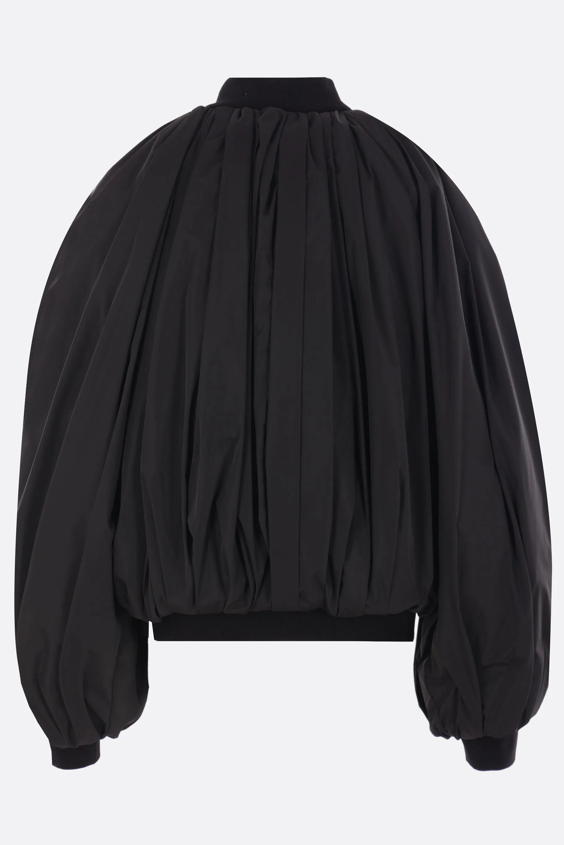 draped bomber jacket in technical micro faille
