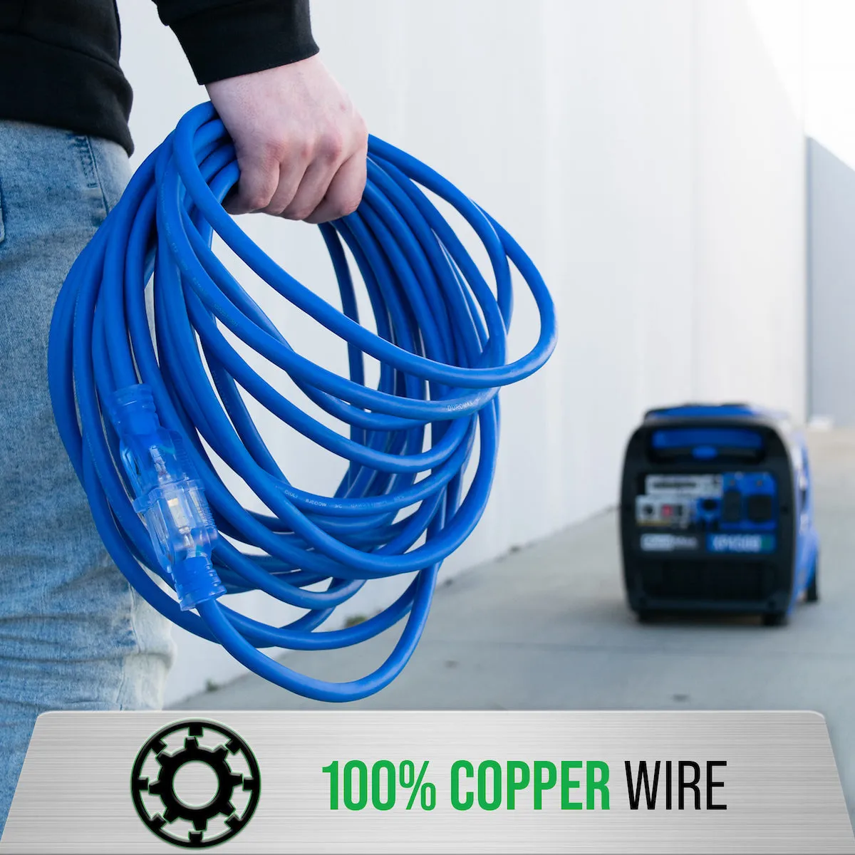 DuroMax XPX10025A Heavy Duty SJEOOW 25-Foot 10 Gauge Blue Single Tap Extension Power Cord