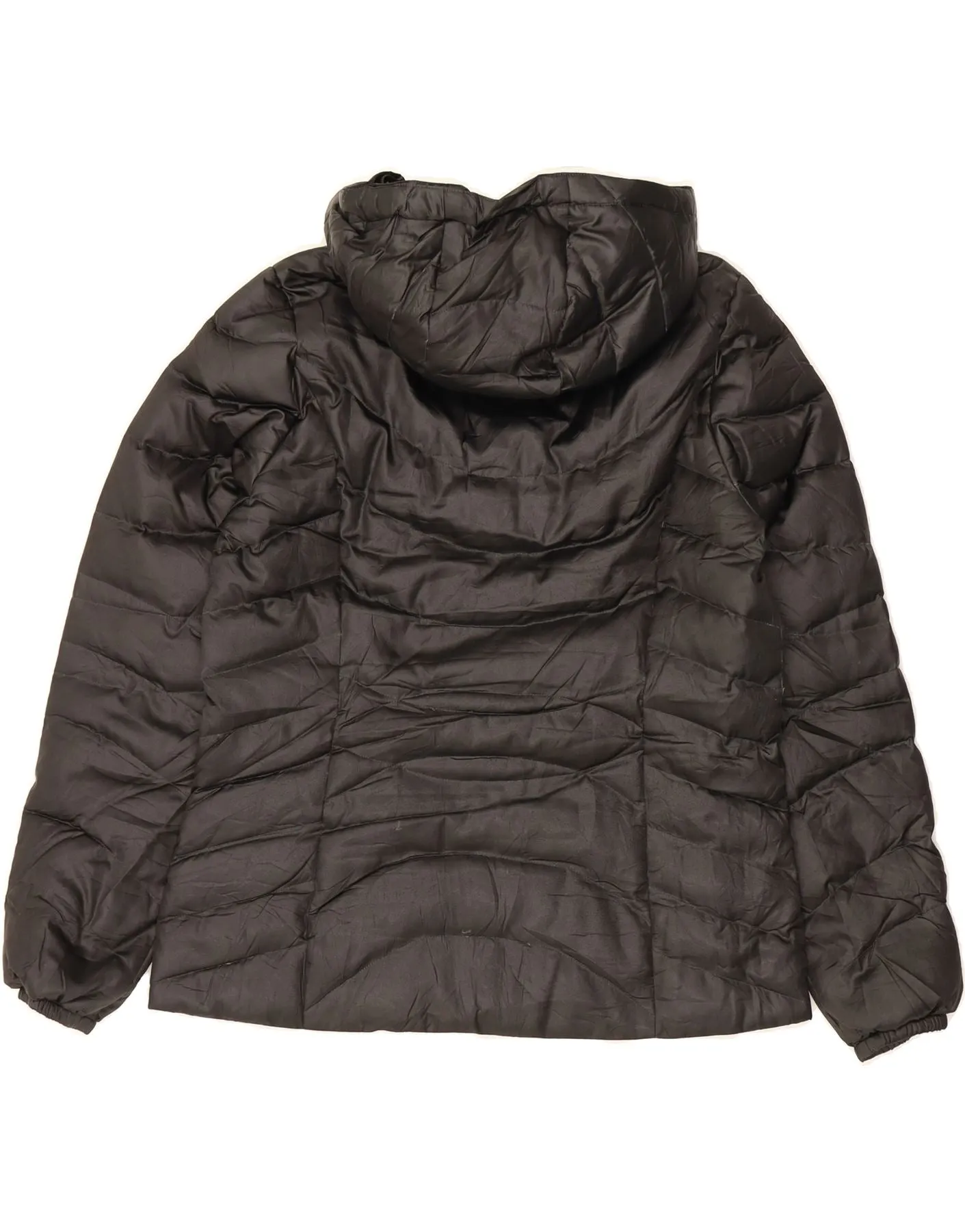 EDDIE BAUER Womens Hooded Padded Jacket UK 16 Large Black Polyester