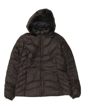 EDDIE BAUER Womens Hooded Padded Jacket UK 16 Large Black Polyester