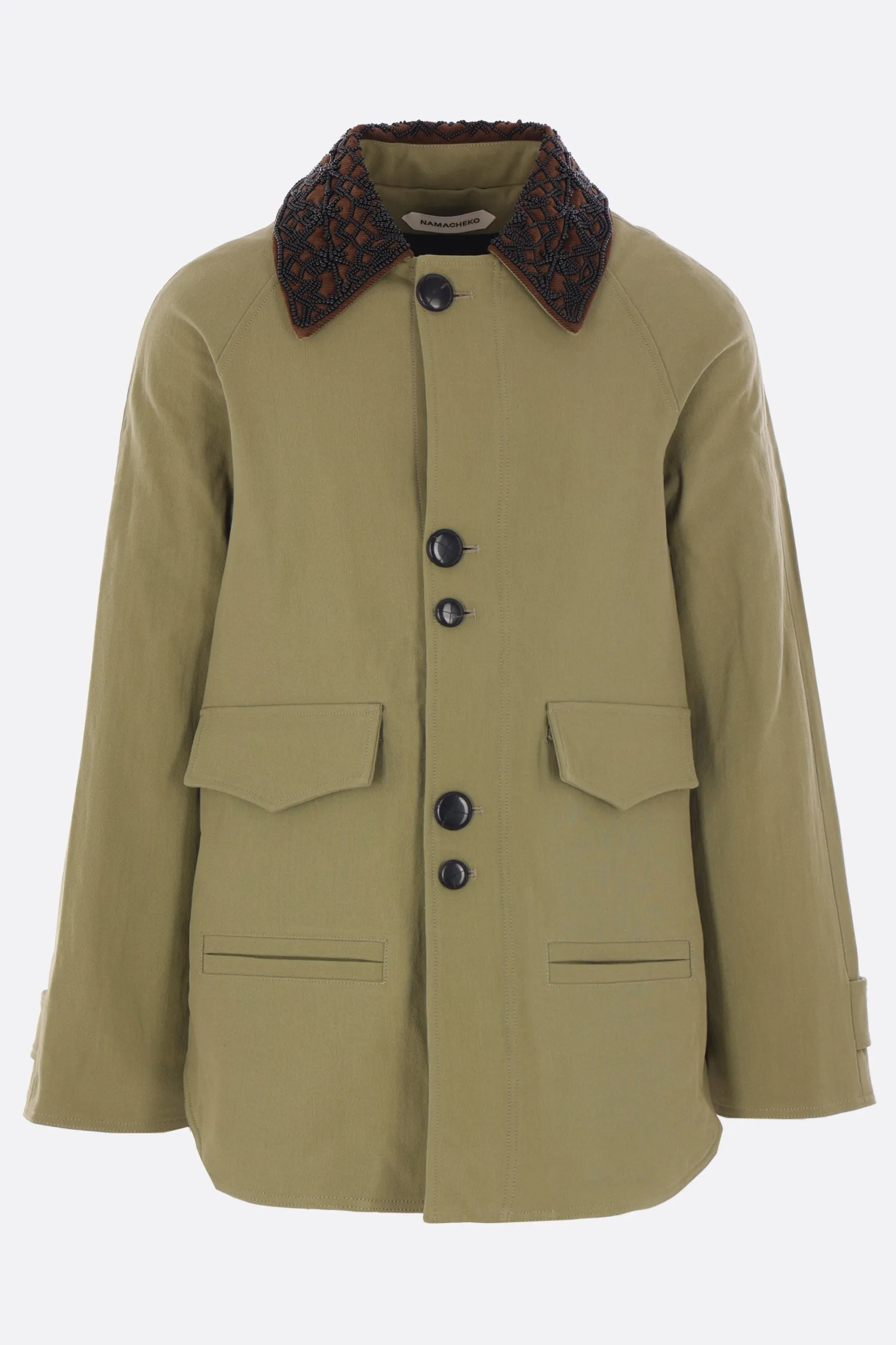 embroidered collar canvas jacket