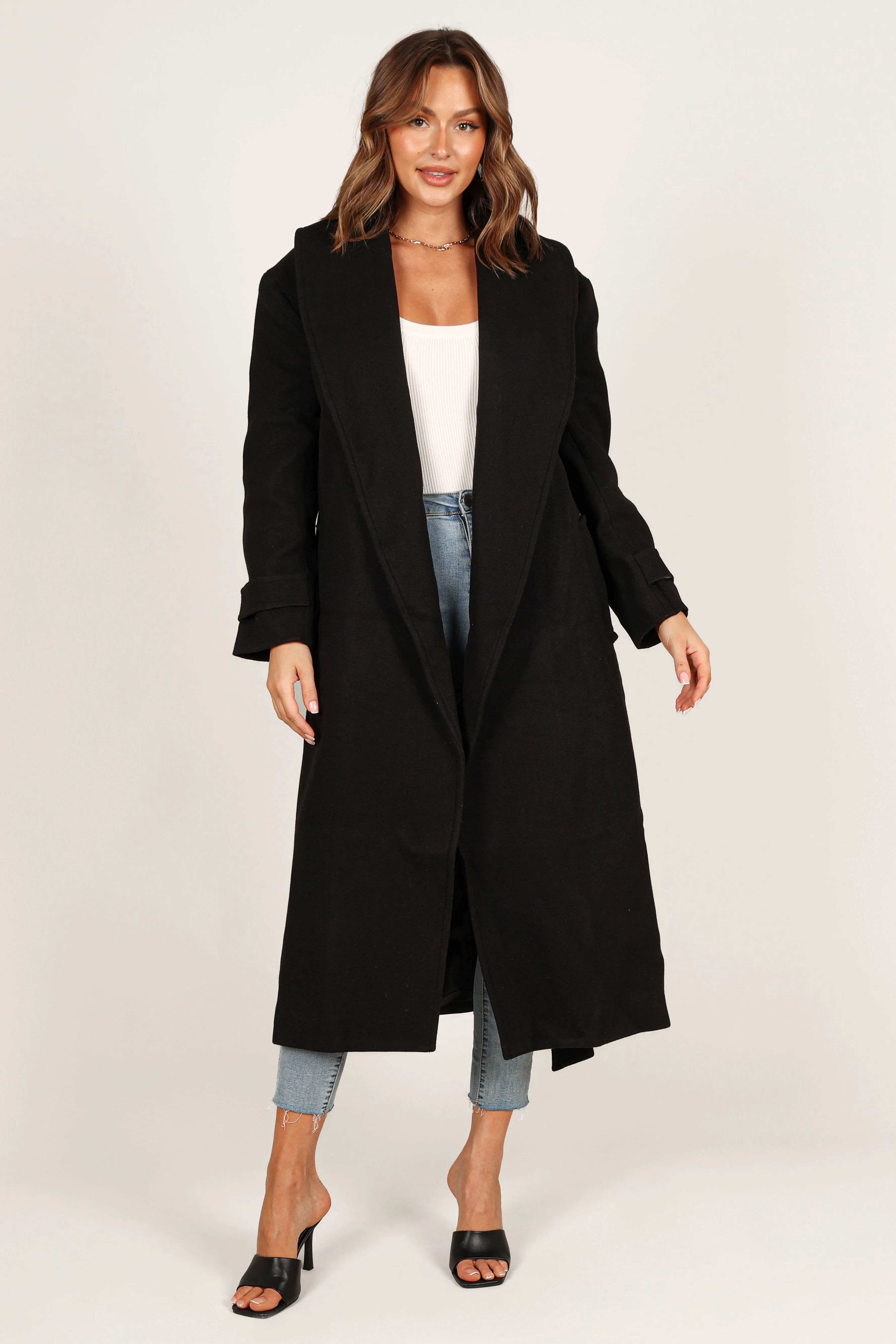Emersyn Tie Front Coat - Black