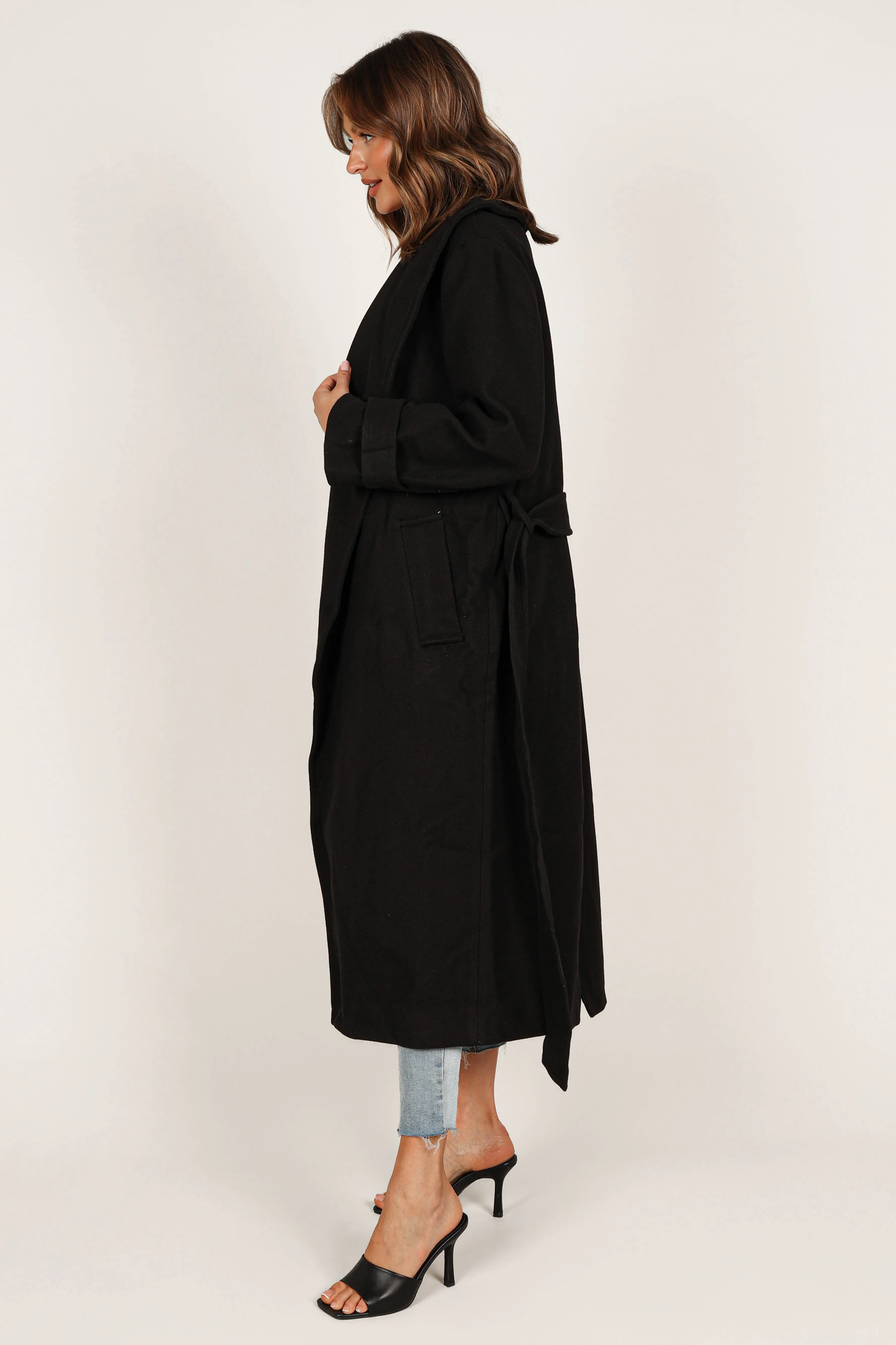 Emersyn Tie Front Coat - Black