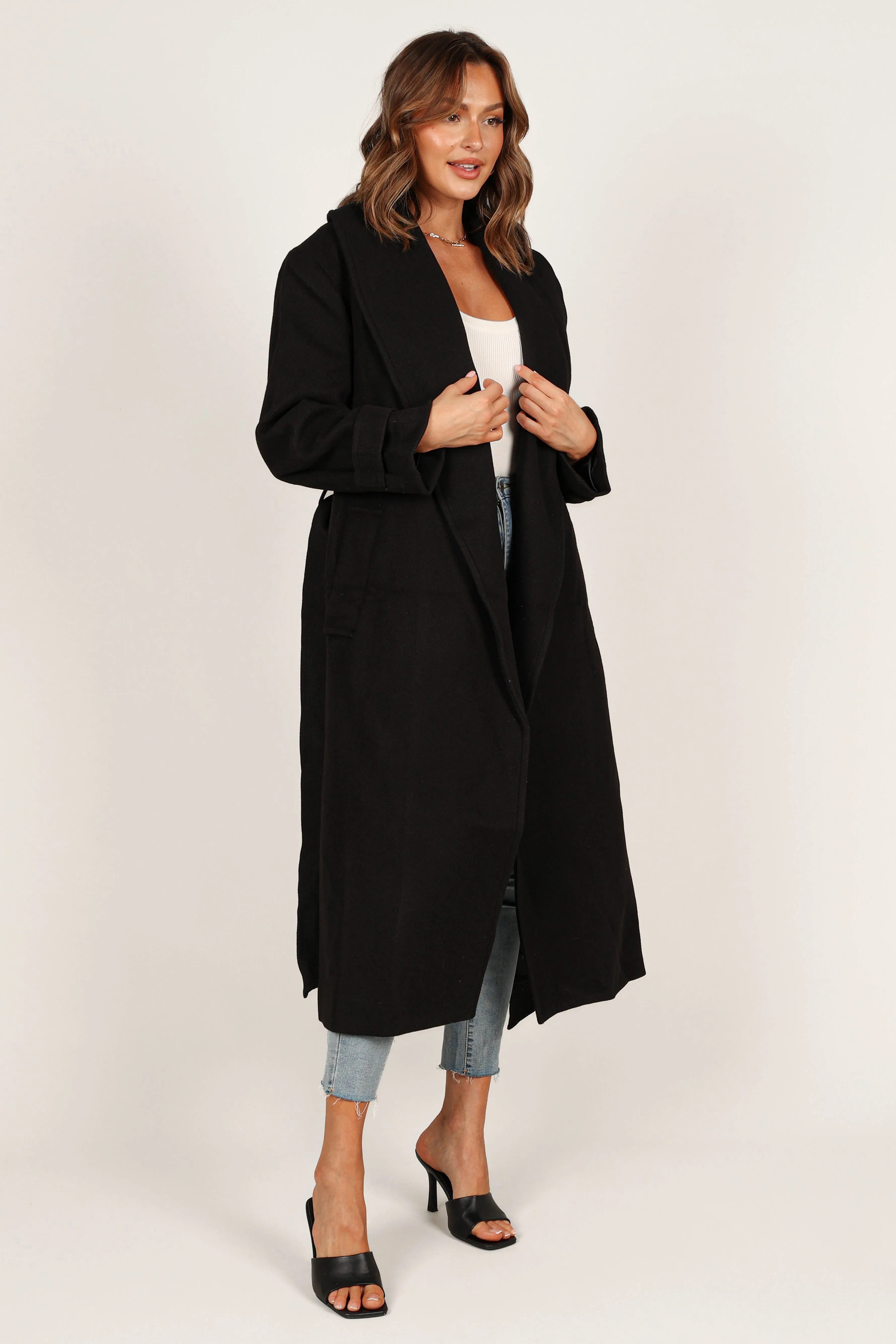 Emersyn Tie Front Coat - Black