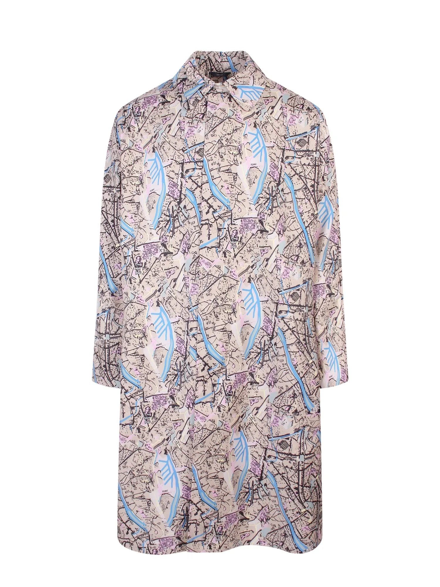 Fendi All-Over Printed Belted Trench Coat