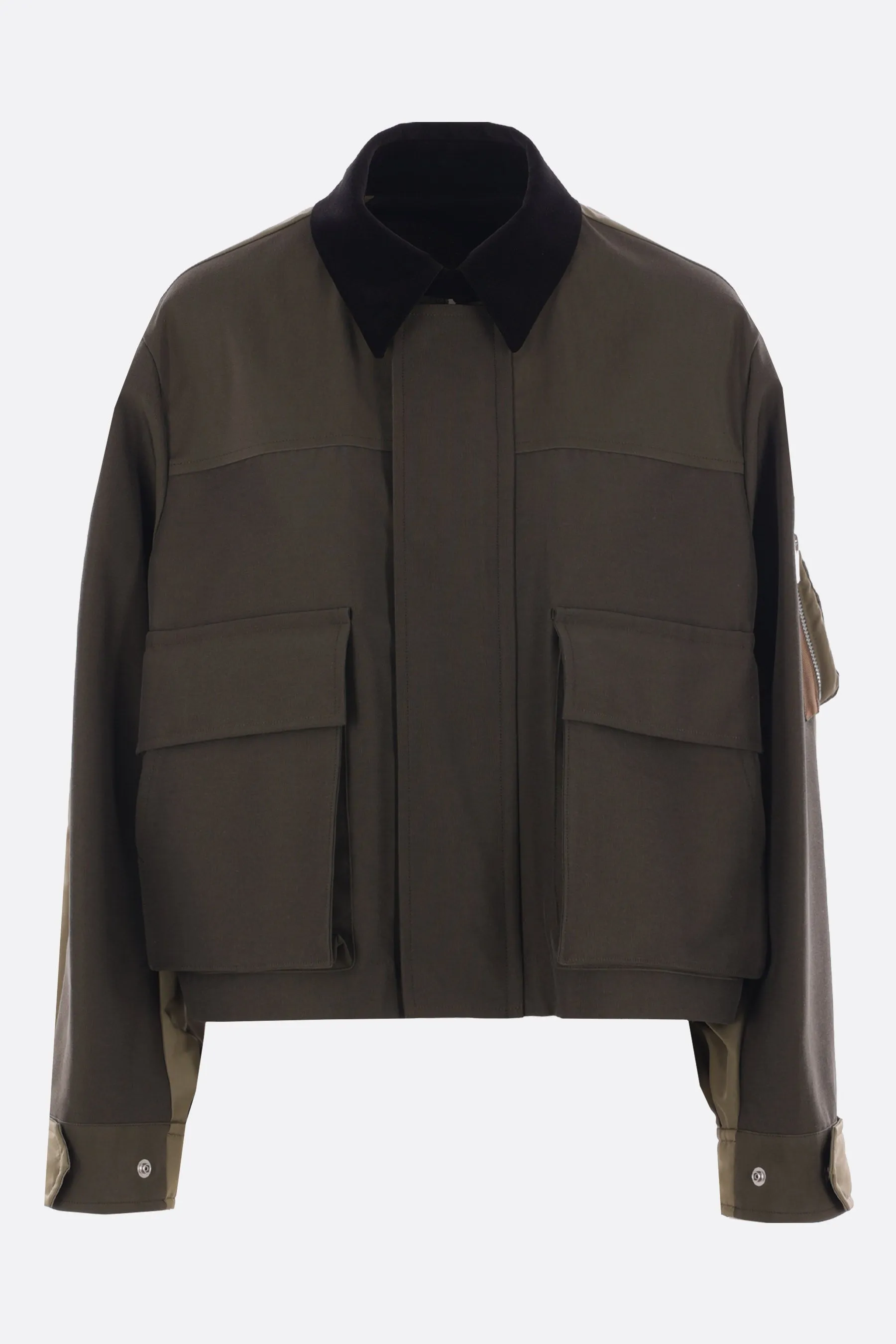 full-zip jacket in grosgrain and twill