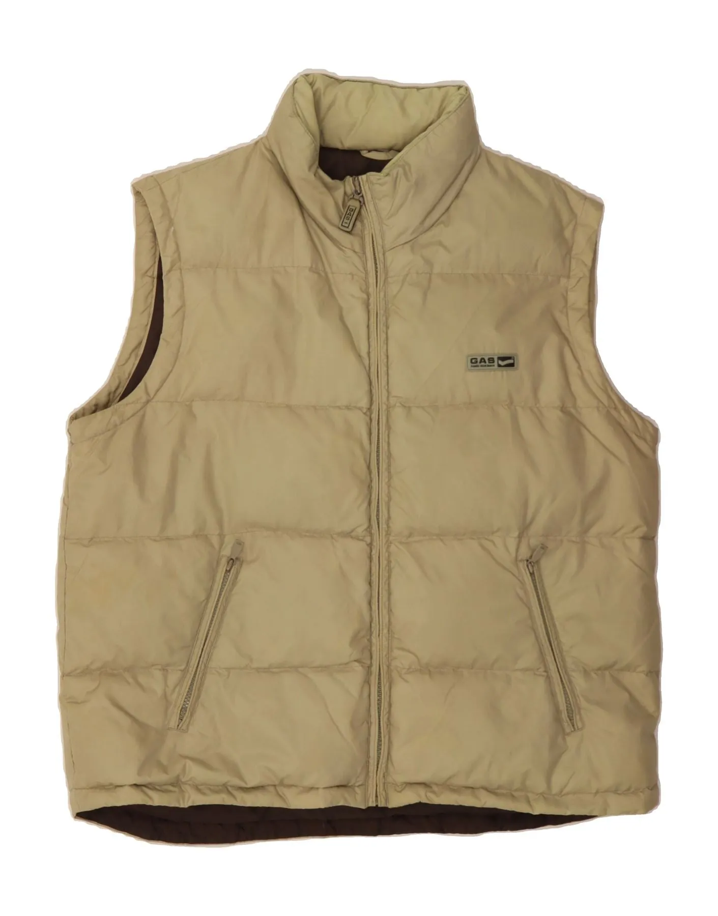 GAS Mens Padded Gilet UK 42 XL Beige Nylon