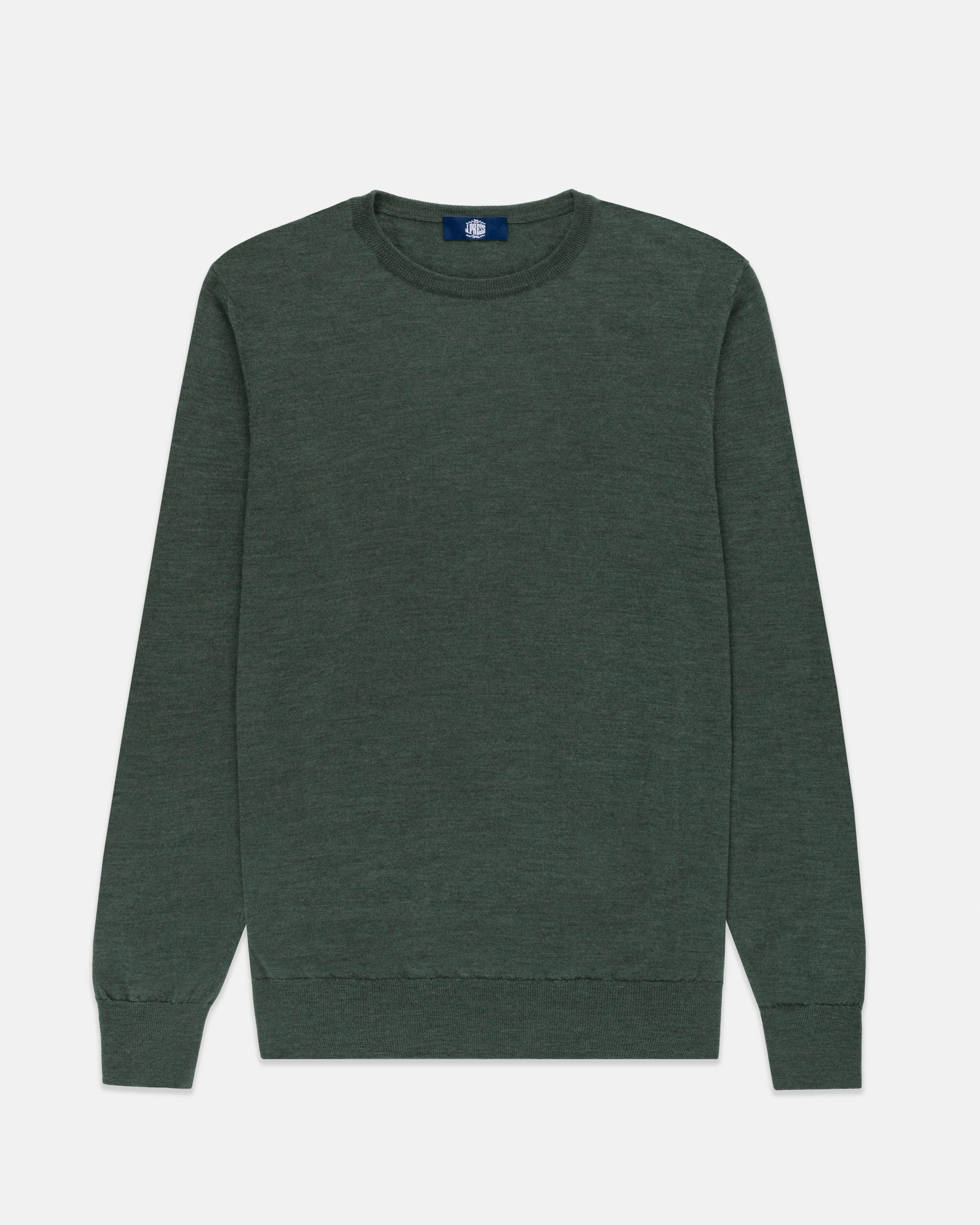 GREEN SUPERFINE MERINO WOOL SWEATER