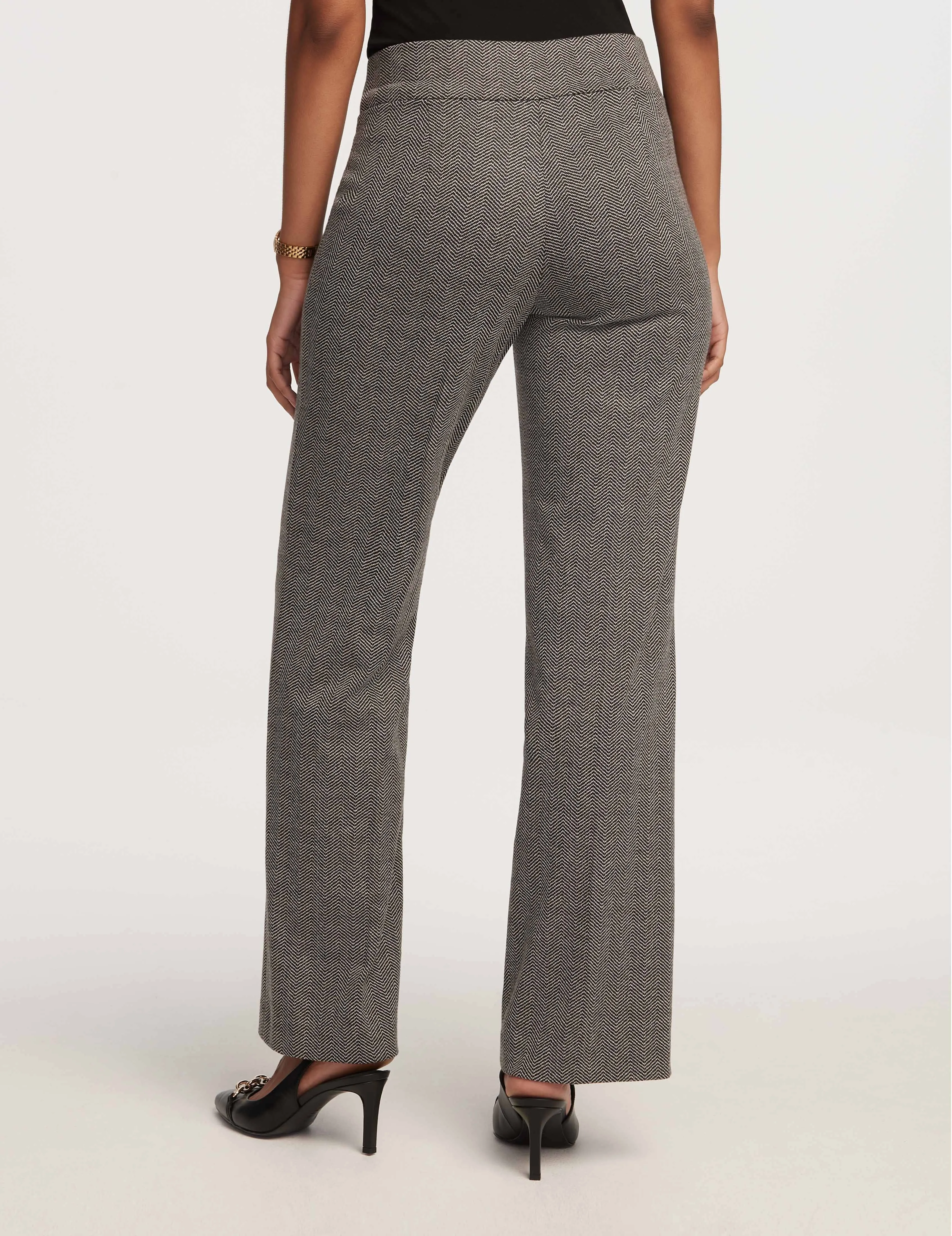 Herringbone Pull On Wide Leg Pants- Sale