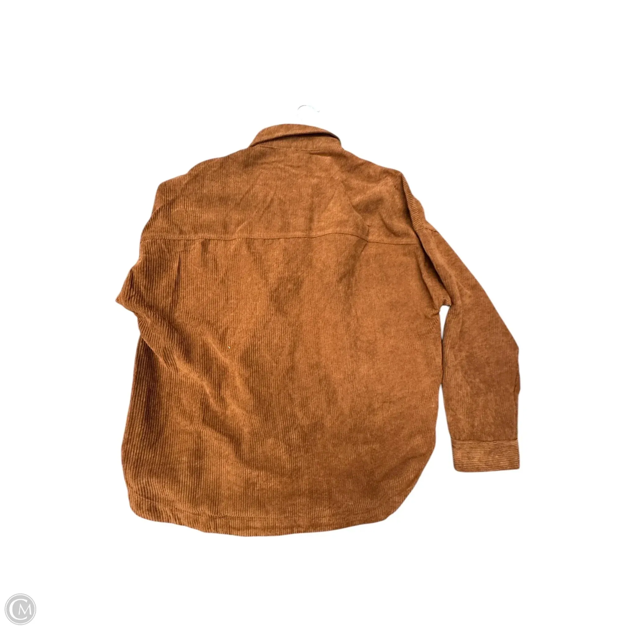 Jacket Shirt By Hem & Thread In Brown, Size: L