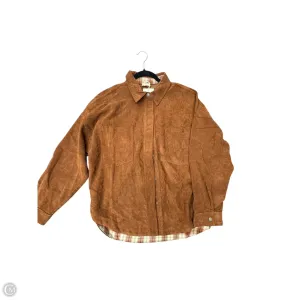Jacket Shirt By Hem & Thread In Brown, Size: L
