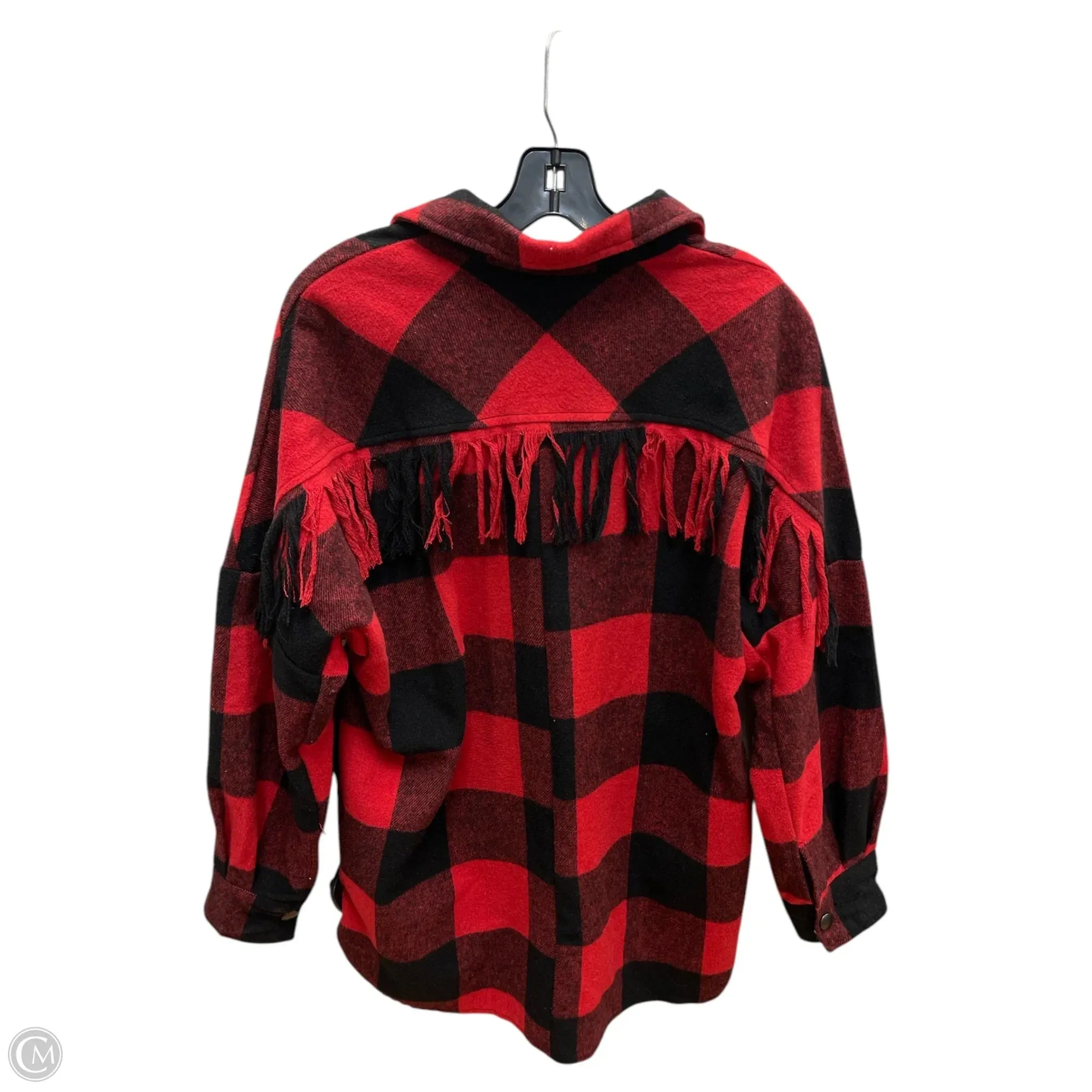 Jacket Shirt By Hyfve In Black & Red, Size: S