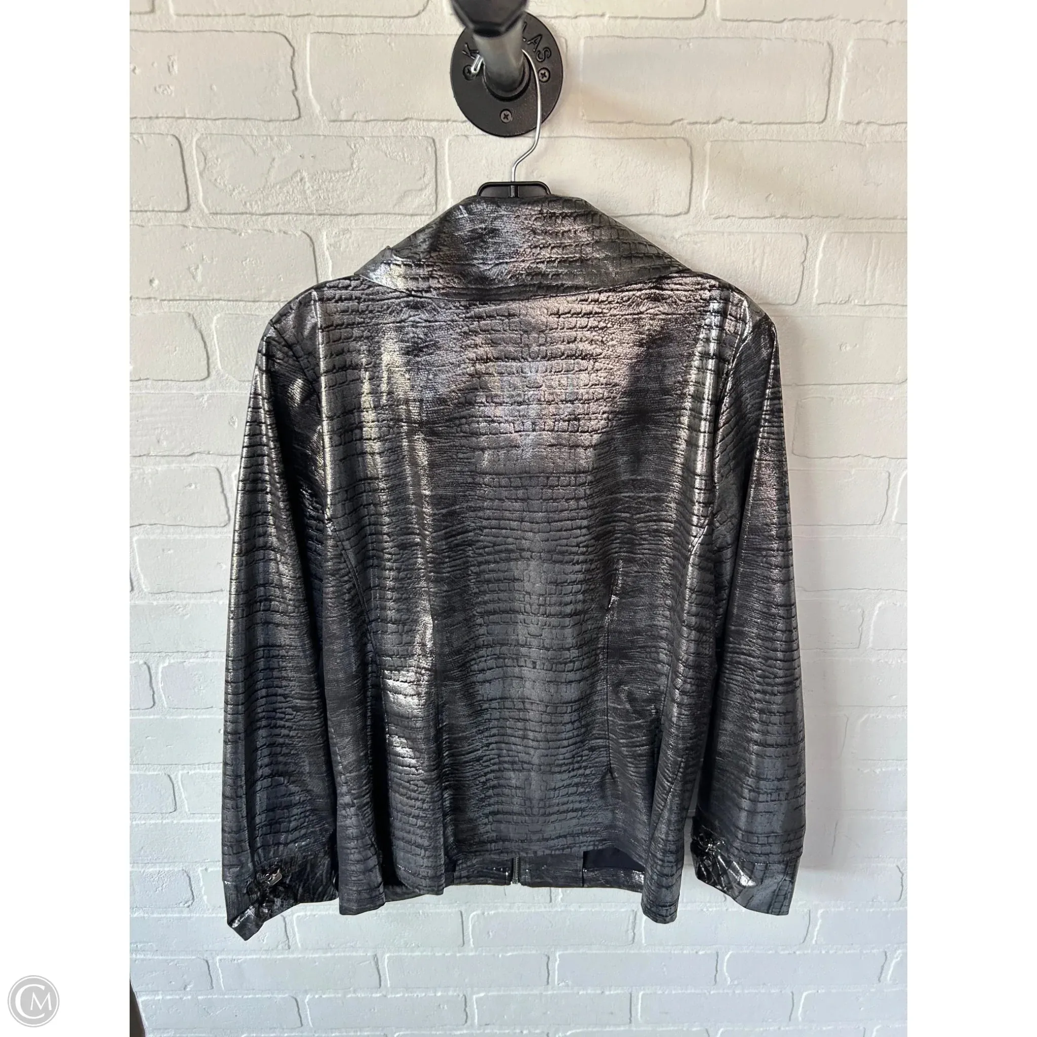 Jacket Shirt By Zenergy By Chicos In Silver, Size: M