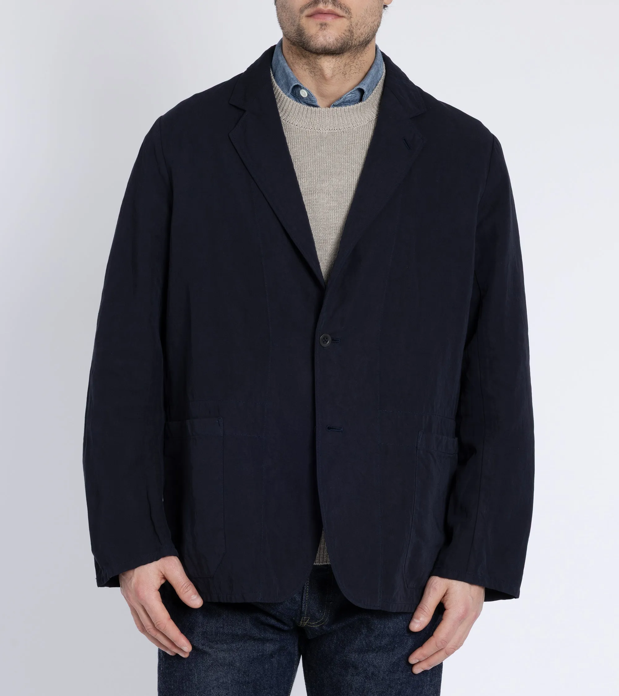 Kaptain Sunshine Cotton Linen Take Easy Jacket: Navy