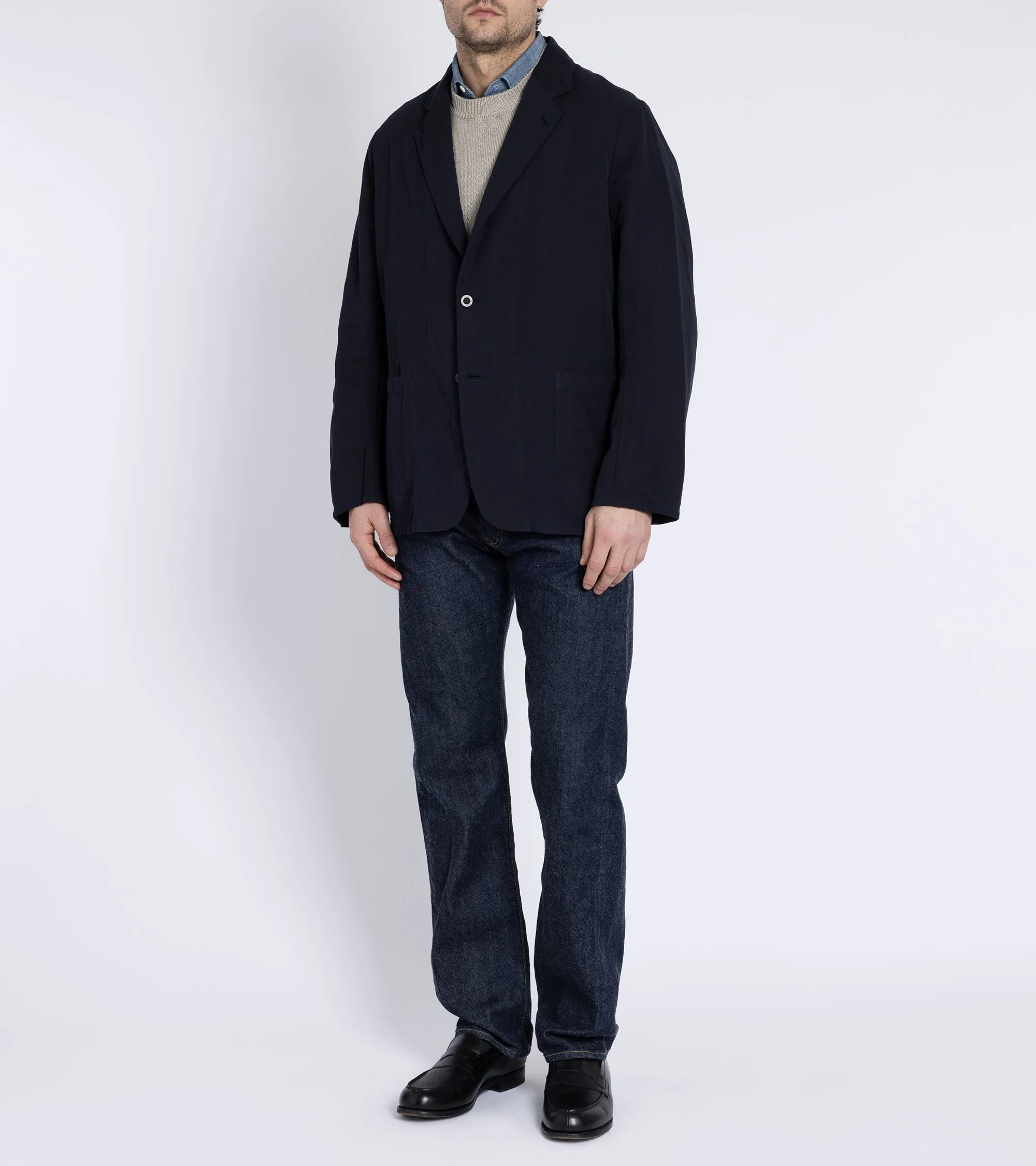 Kaptain Sunshine Cotton Linen Take Easy Jacket: Navy