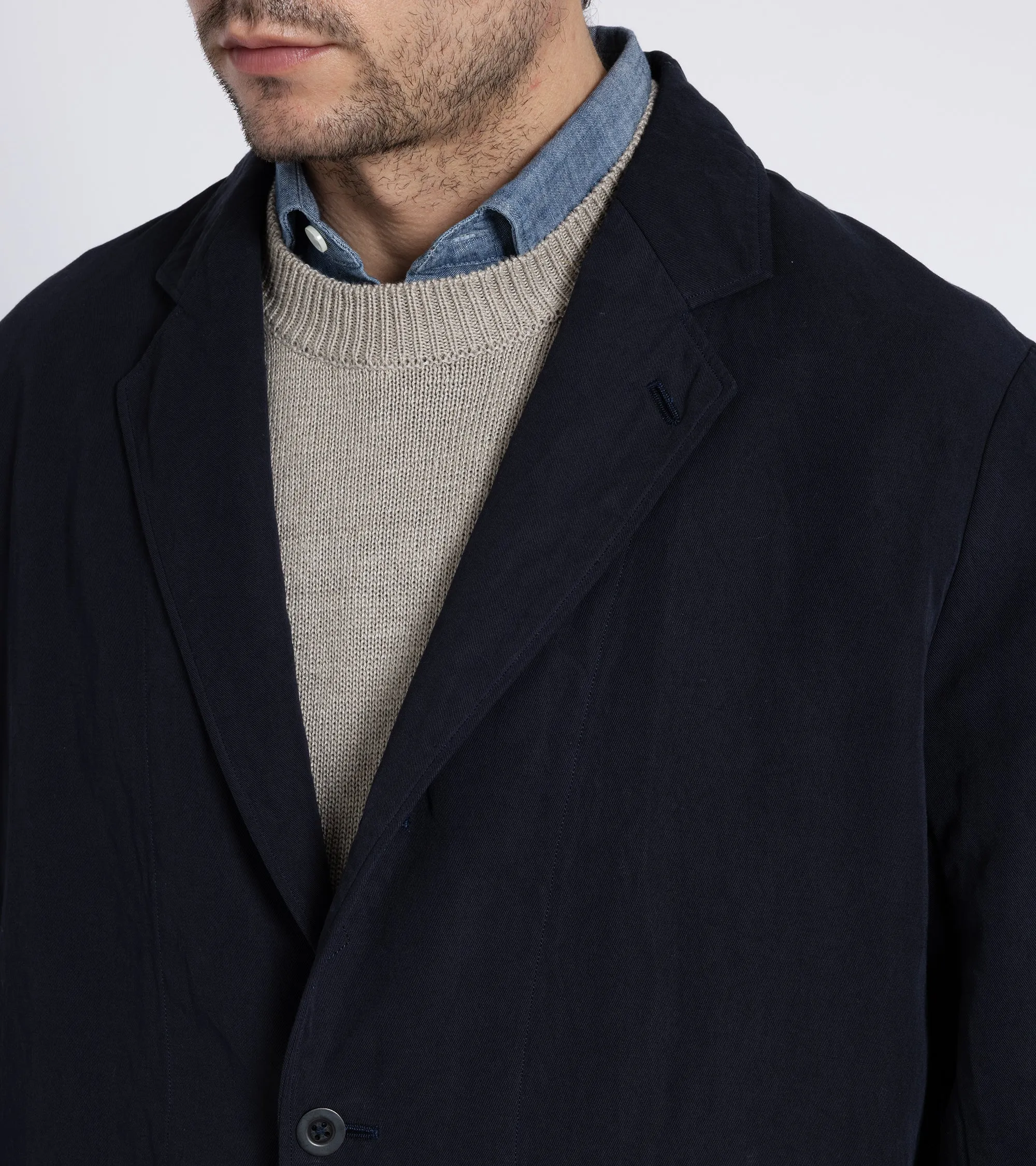 Kaptain Sunshine Cotton Linen Take Easy Jacket: Navy