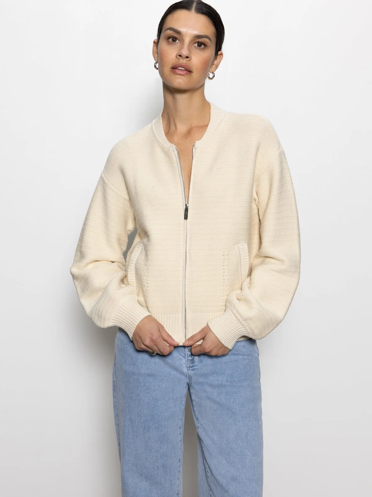 Knitted Bomber Jacket Muslin