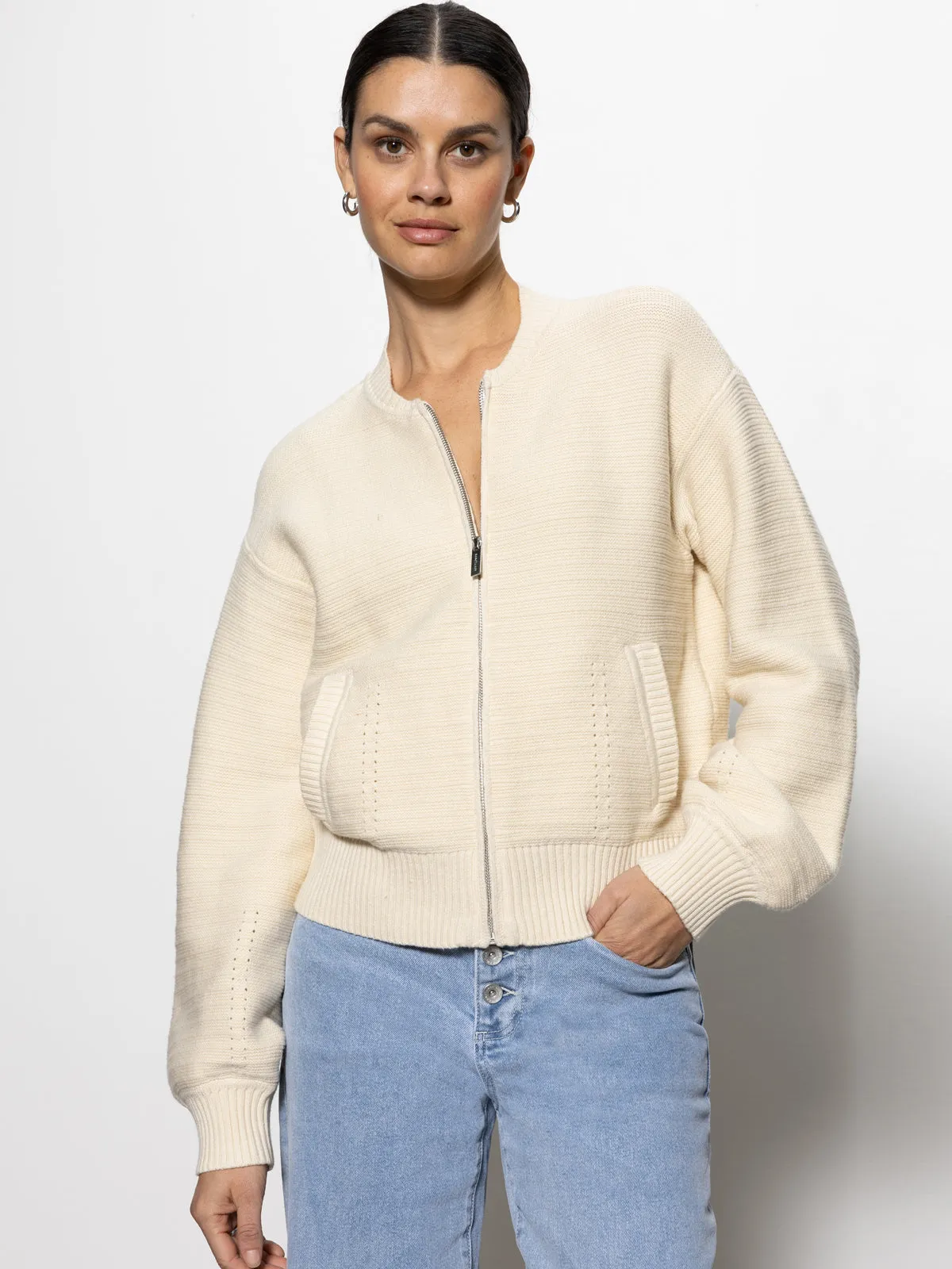 Knitted Bomber Jacket Muslin
