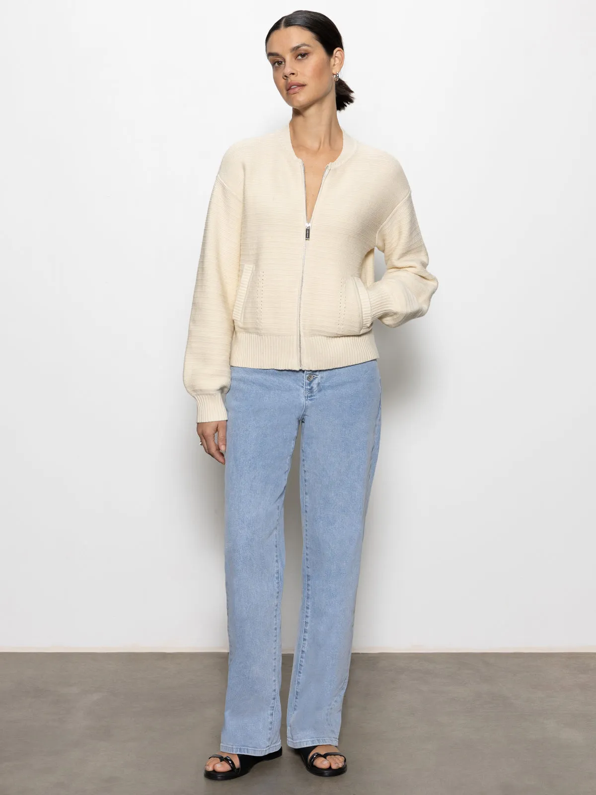 Knitted Bomber Jacket Muslin