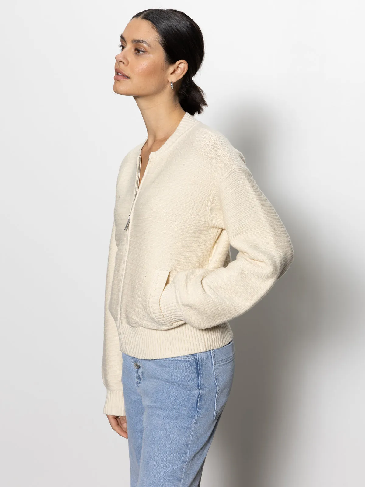 Knitted Bomber Jacket Muslin