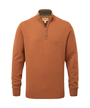 Lewis Lambswool Quarter Zip Jumper - Brick