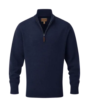 Lewis Lambswool Quarter Zip Jumper - Navy