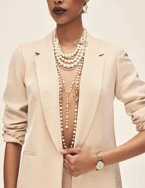 Linen Foil Notched Collar Jacket- Sale