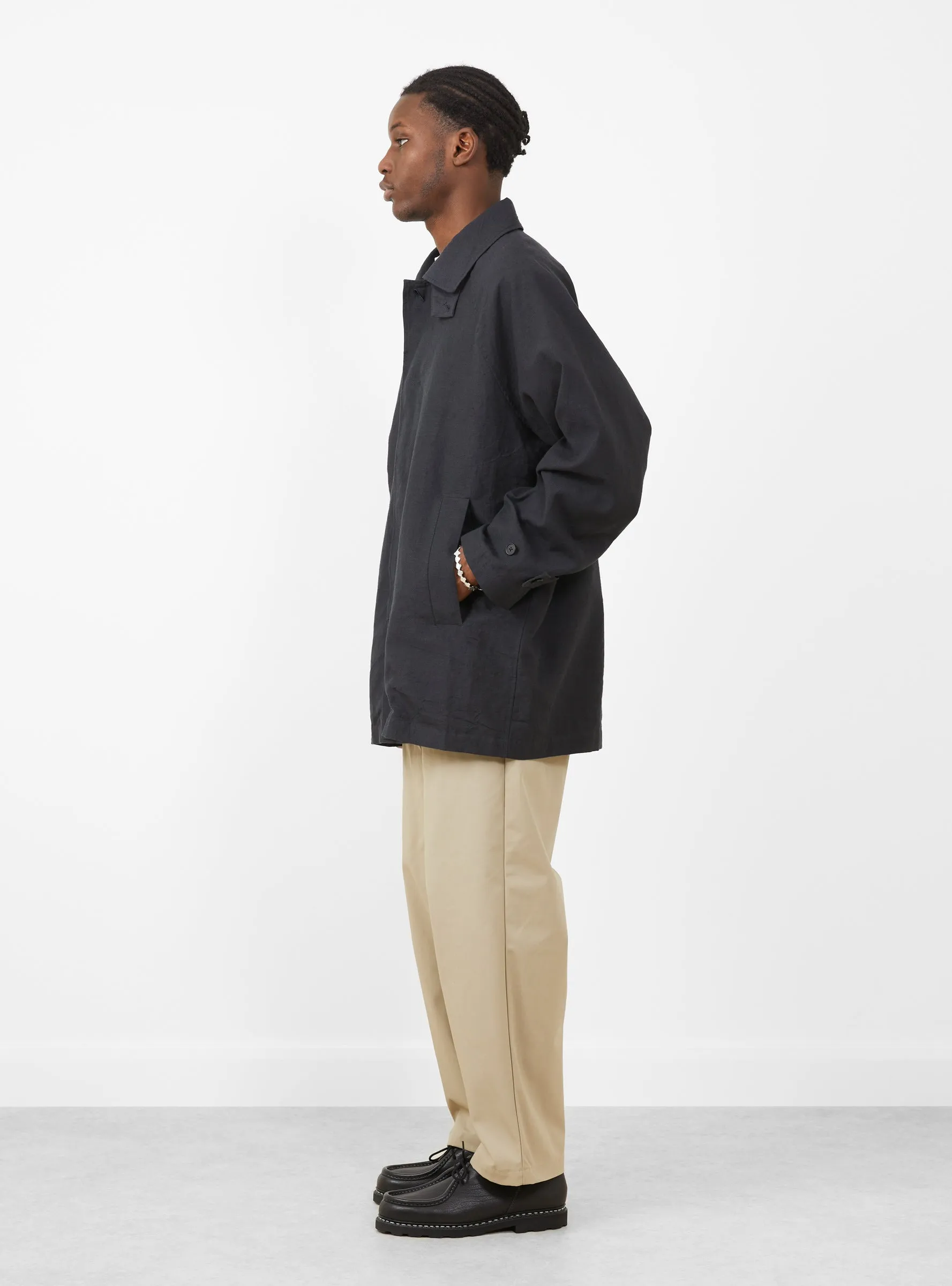 Linen/Cotton Half Coat Navy