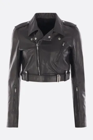 Luke cropped biker jacket in leather