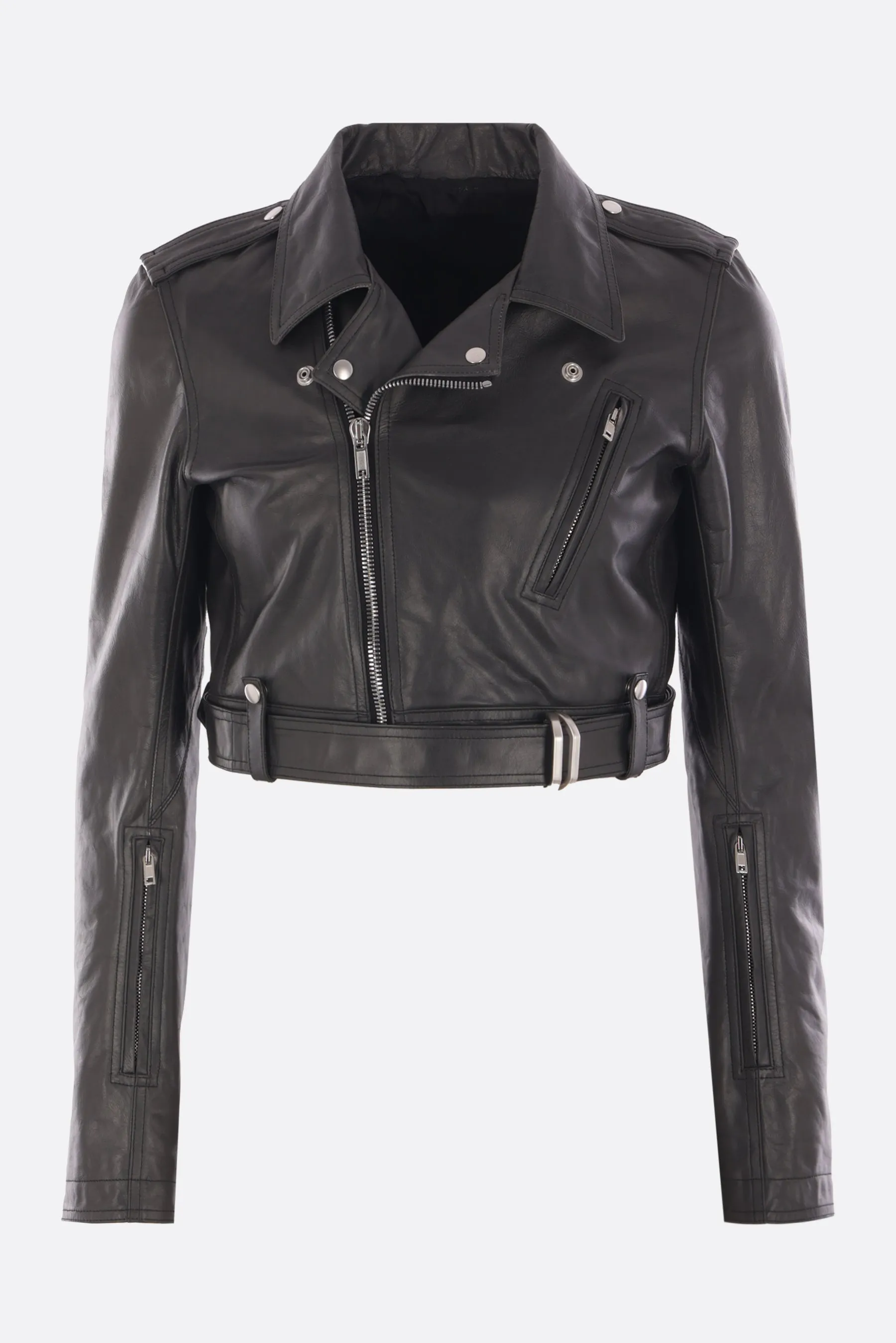 Luke cropped biker jacket in leather