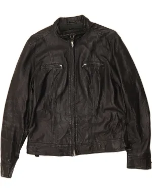 M.B. Womens Crop Leather Jacket IT 48 XL Black Leather