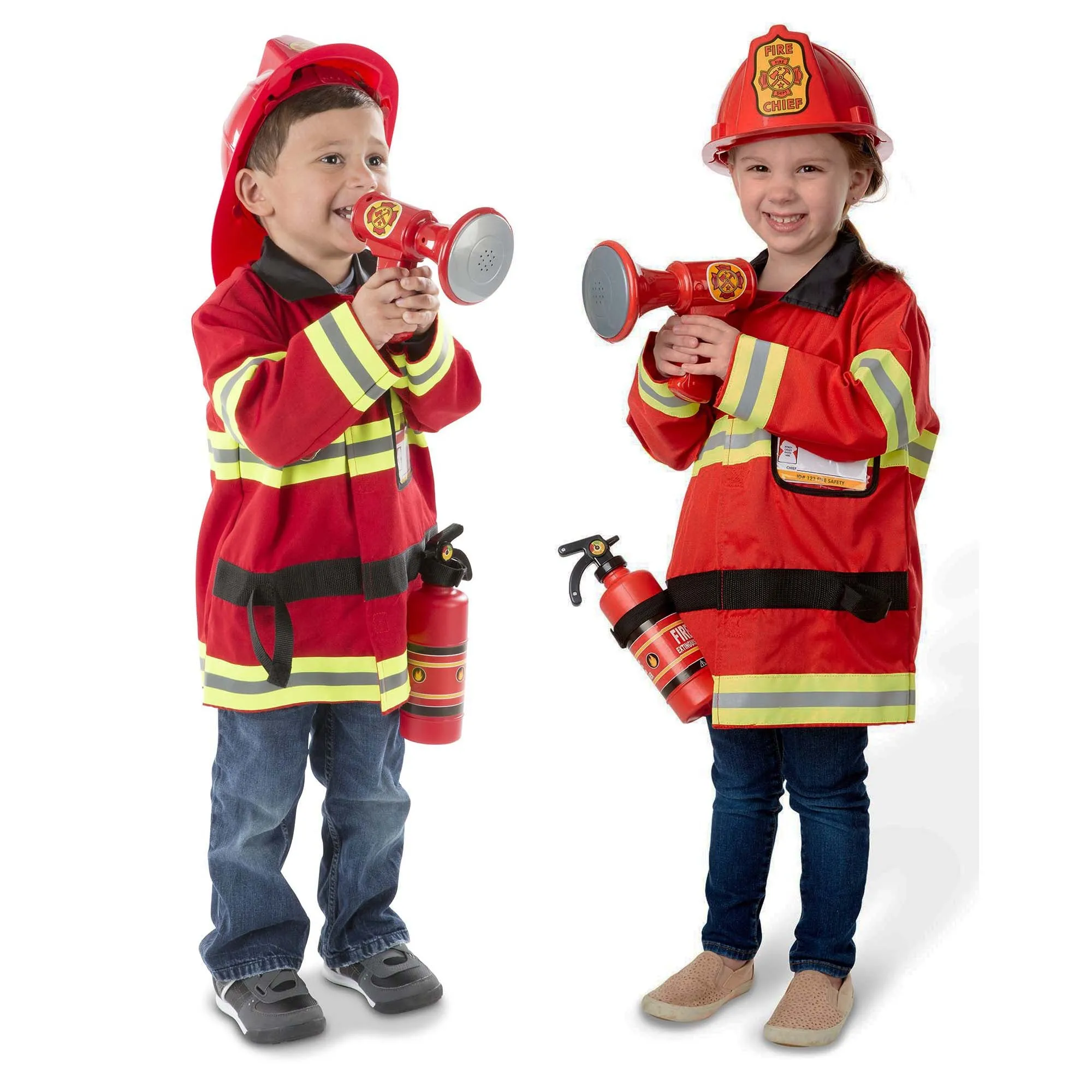 Melissa & Doug Fire Chief Role Play Costume Set - Reflective Red